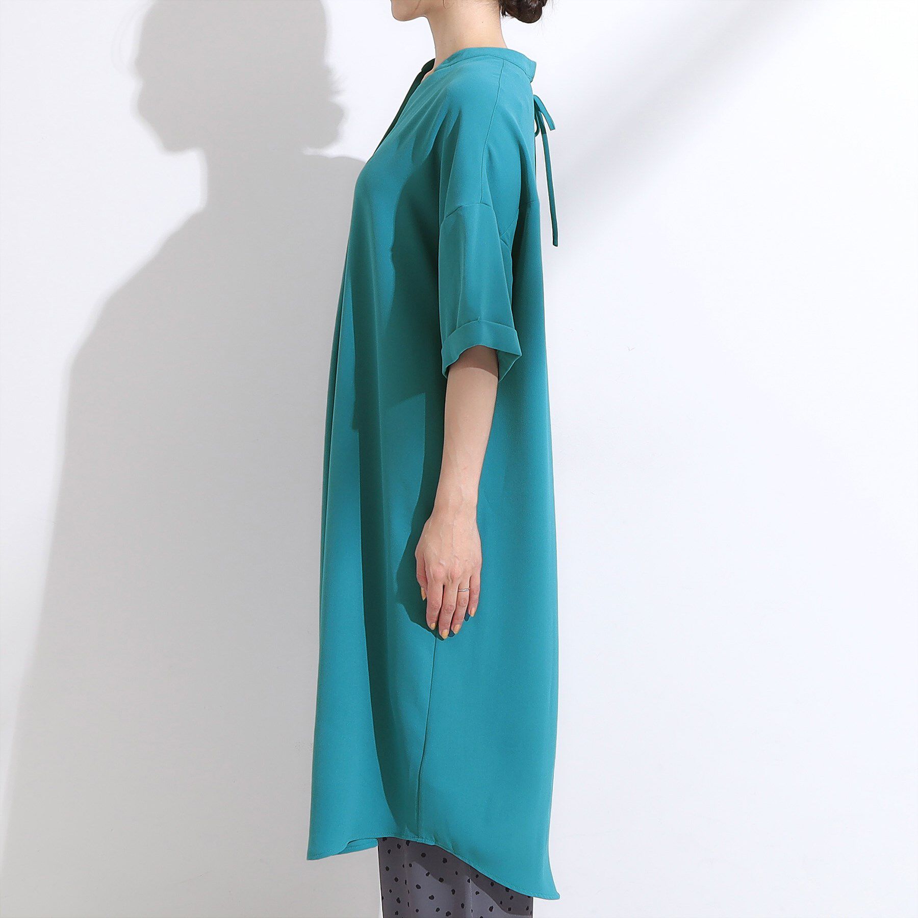 SHOO･LA･RUE「【洗える/S-LL/洗濯後しわになりにくい】バックレースアップチュニック」|チュニック|