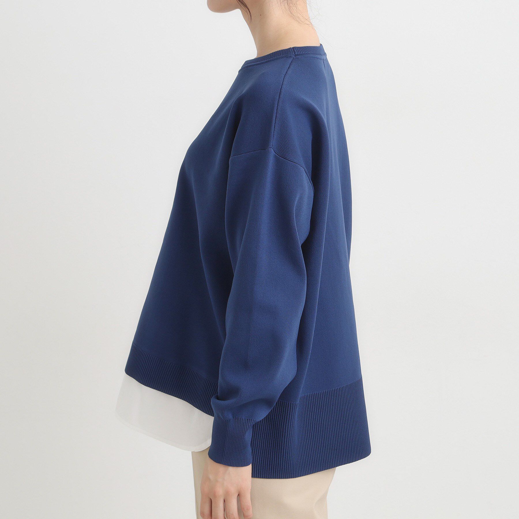 SHOO･LA･RUE「【S-LL/洗える】一枚で簡単こなれ見え スポンディッシュ 裾レイヤード風ニット【CIRCRIC】」|ニット・セーター|