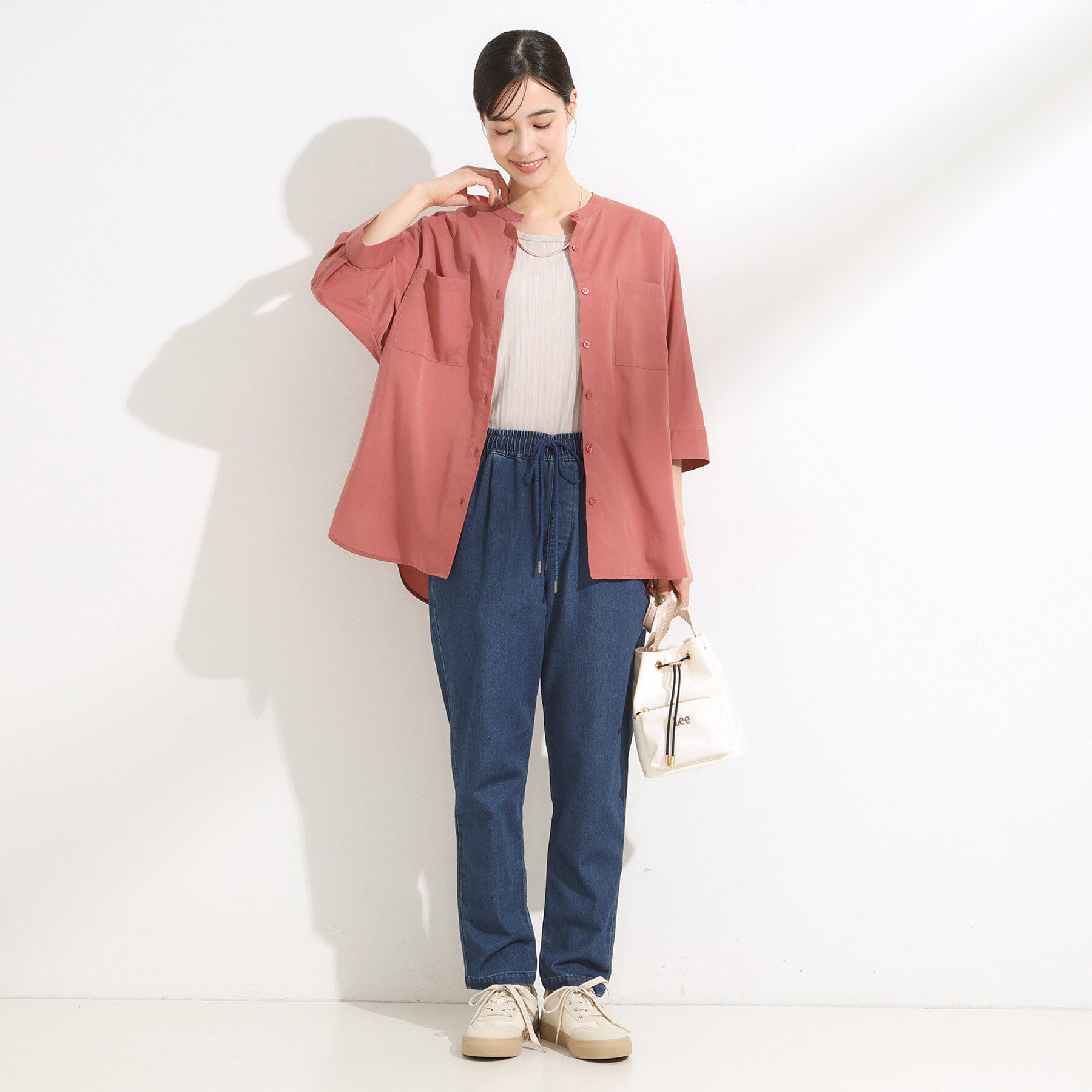 SHOO･LA･RUE「【S-LL/洗濯後しわになりにくい】コットン風 前あきドルマンブラウス」|シャツ・ブラウス|