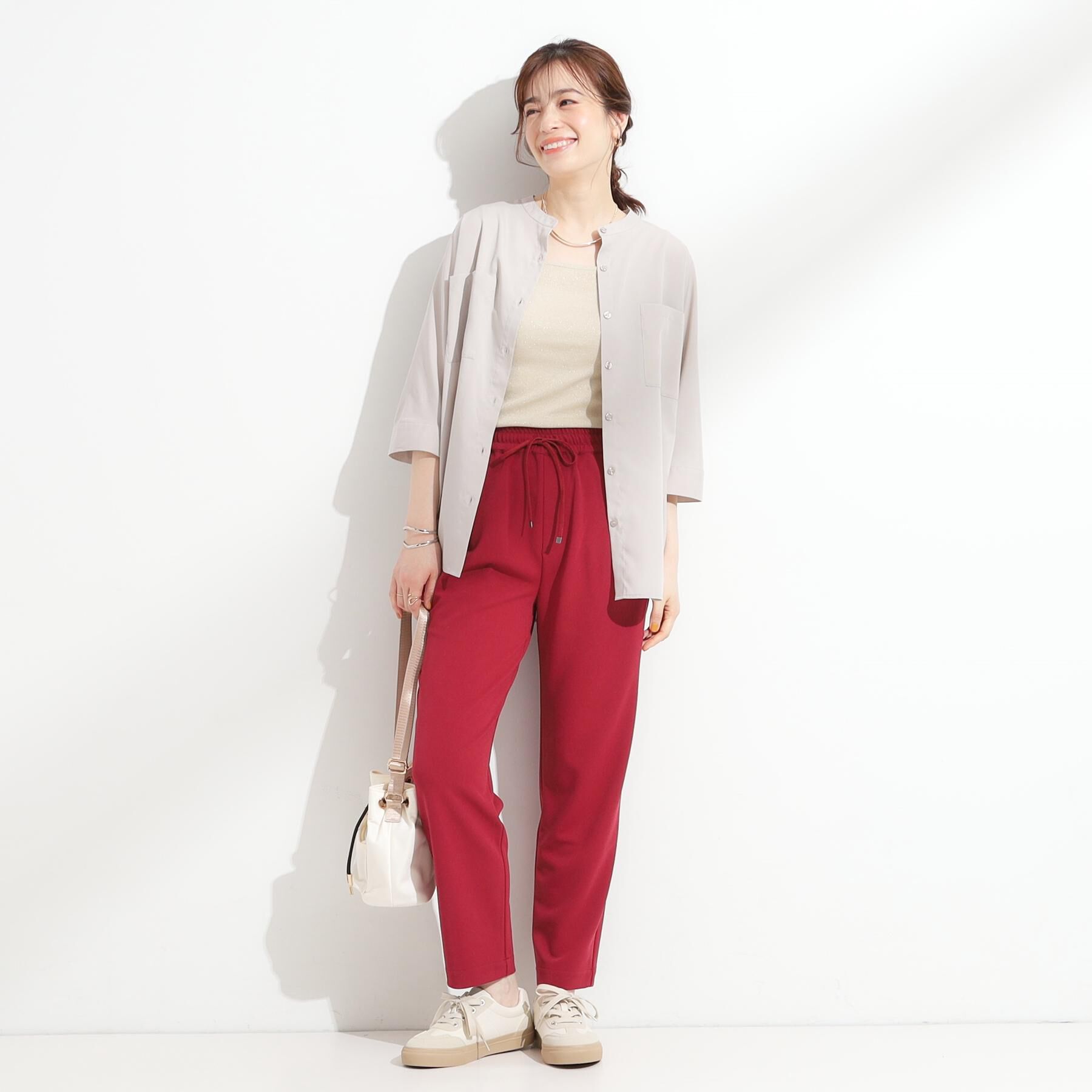 SHOO･LA･RUE「【S-LL/洗濯後しわになりにくい】コットン風 前あきドルマンブラウス」|シャツ・ブラウス|