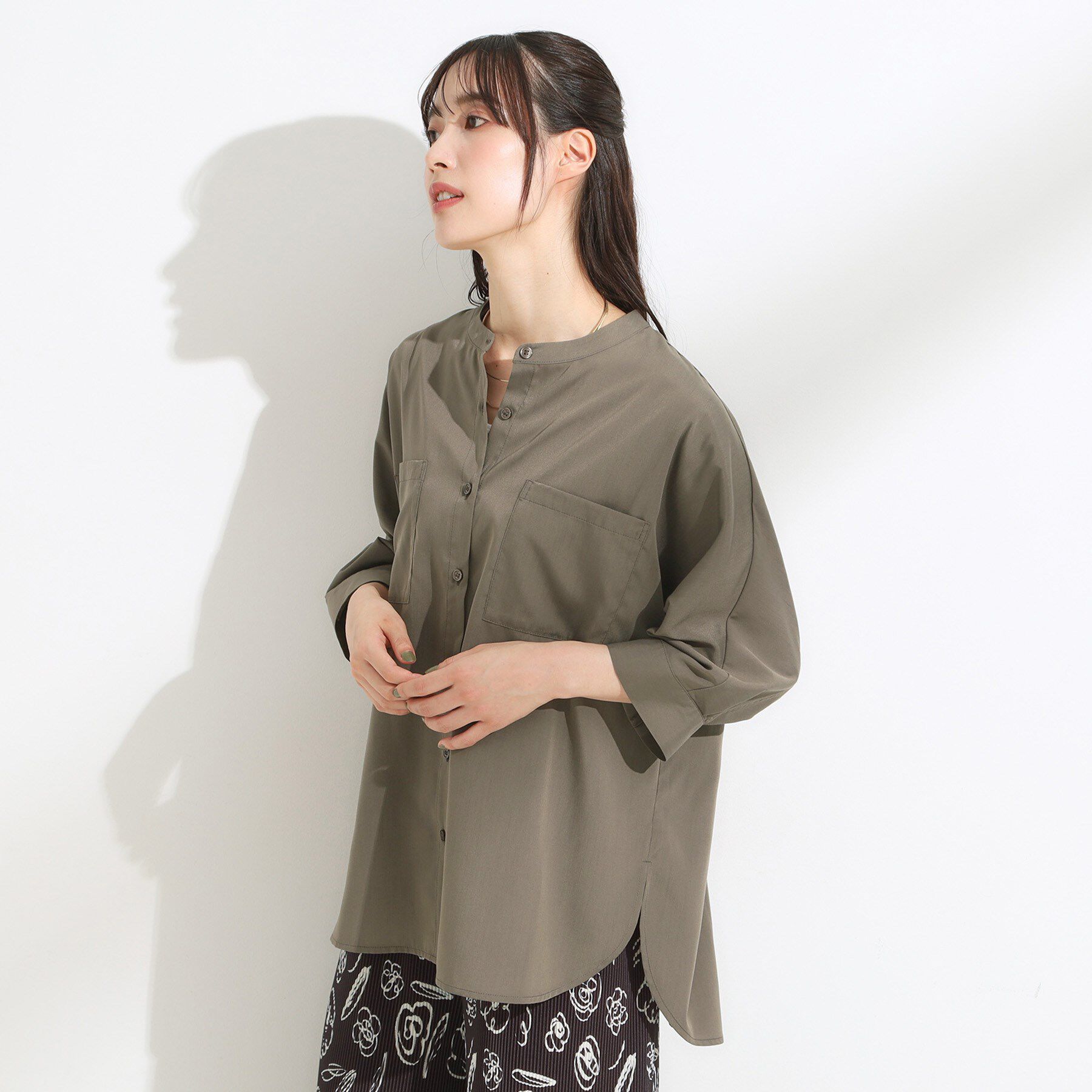 SHOO･LA･RUE「【S-LL/洗濯後しわになりにくい】コットン風 前あきドルマンブラウス」|シャツ・ブラウス|