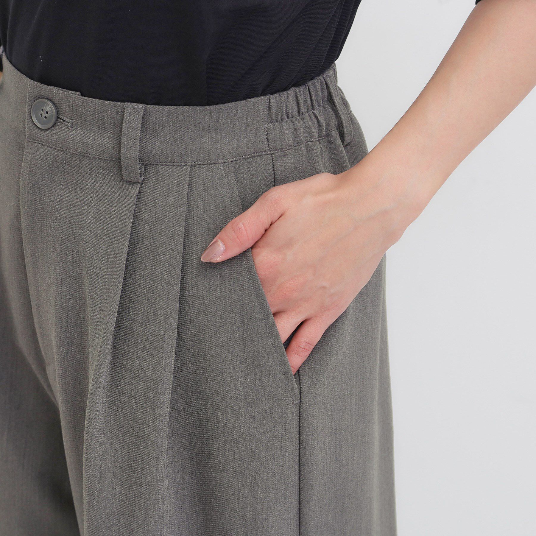 SHOO･LA･RUE「【洗濯機可/S-LL】すっきり上品きれい見え タックワイドパンツ」|その他|