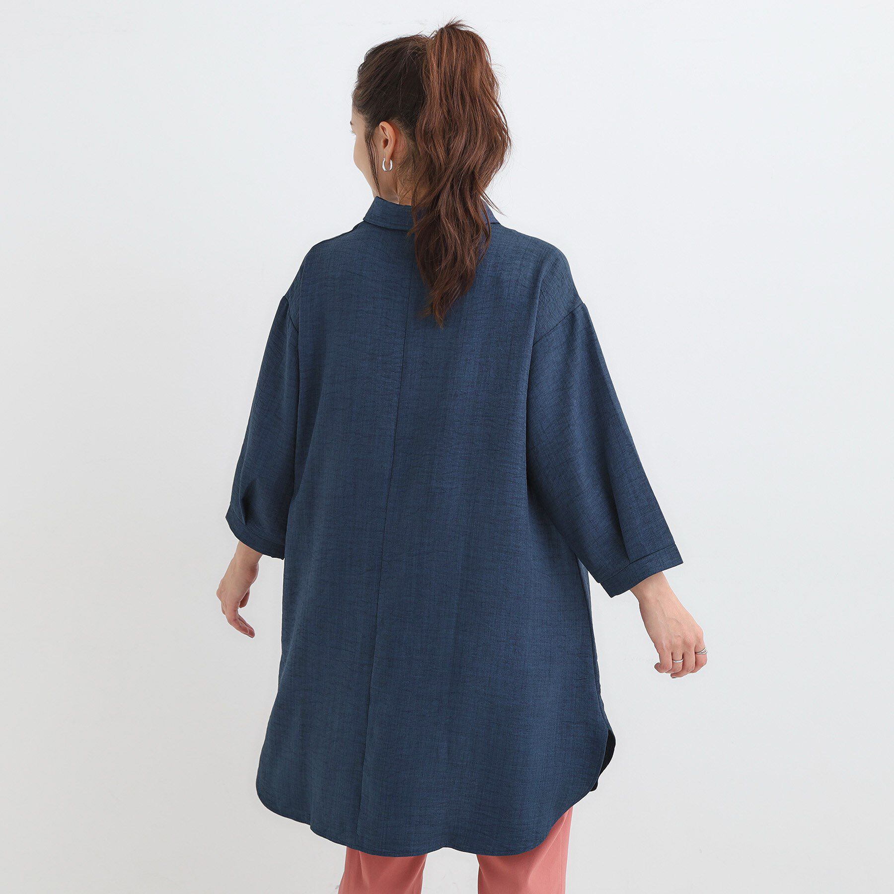 SHOO･LA･RUE「【S-LL/体型カバー】さらっとしたタッチが魅力 デニムライクチュニック」|チュニック|