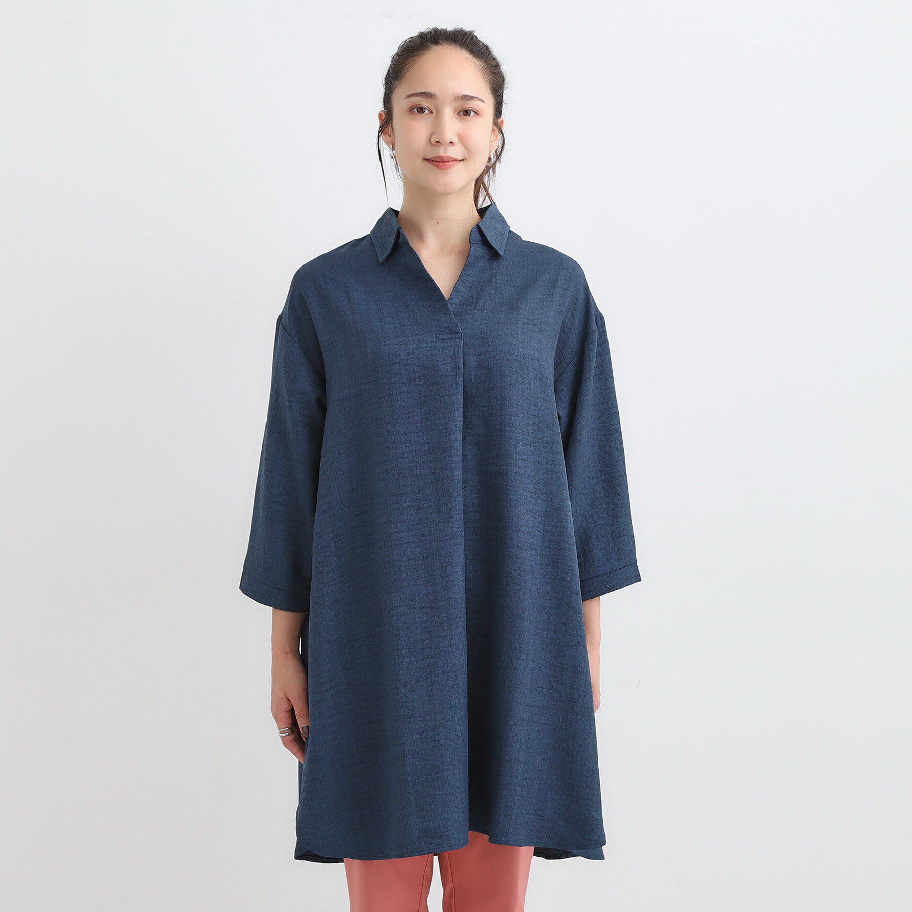 SHOO･LA･RUE「【S-LL/体型カバー】さらっとしたタッチが魅力 デニムライクチュニック」|チュニック|