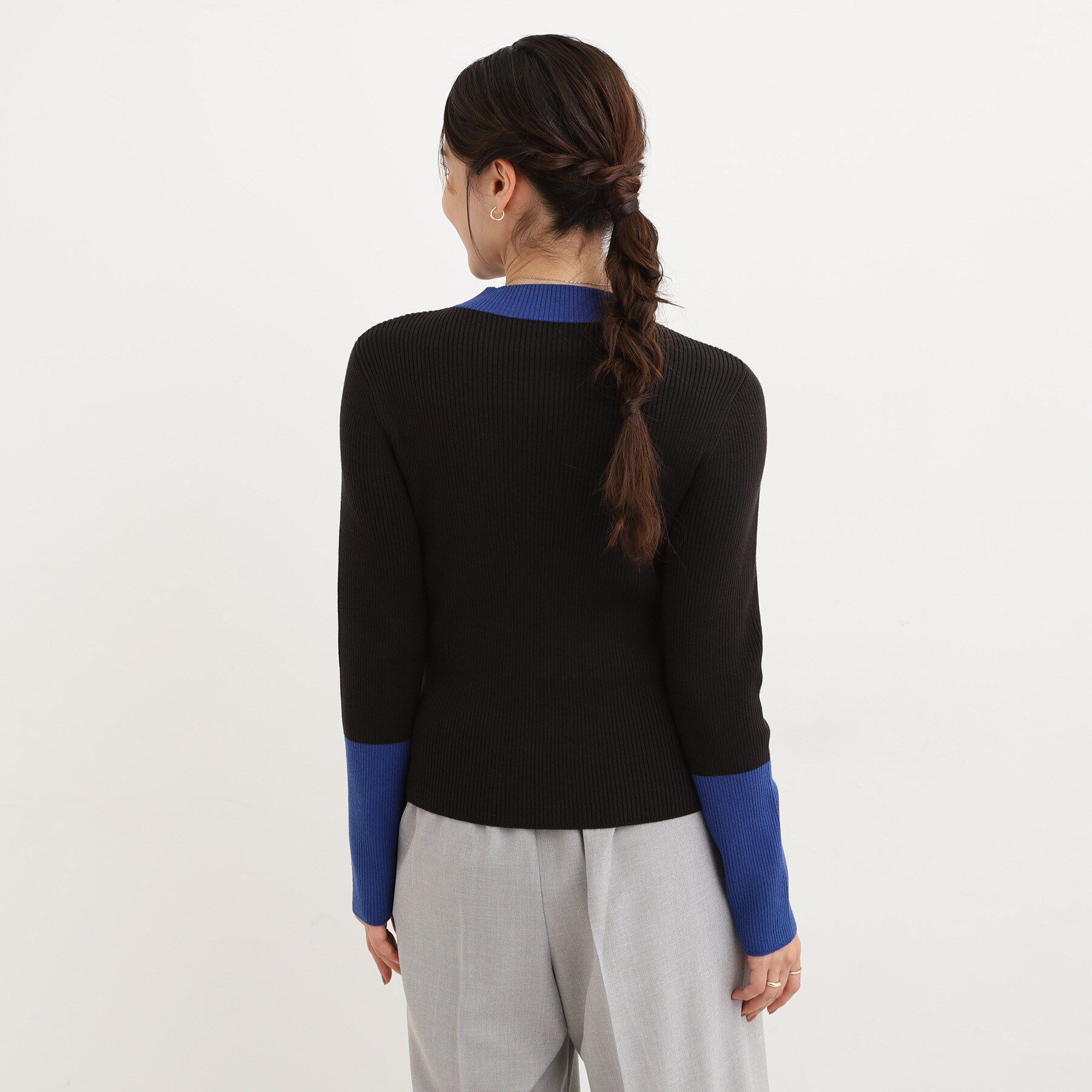 SHOO･LA･RUE「【洗濯機可/S-LL】配色使いがアクセント リブハイネックインナー」|ニット・セーター|