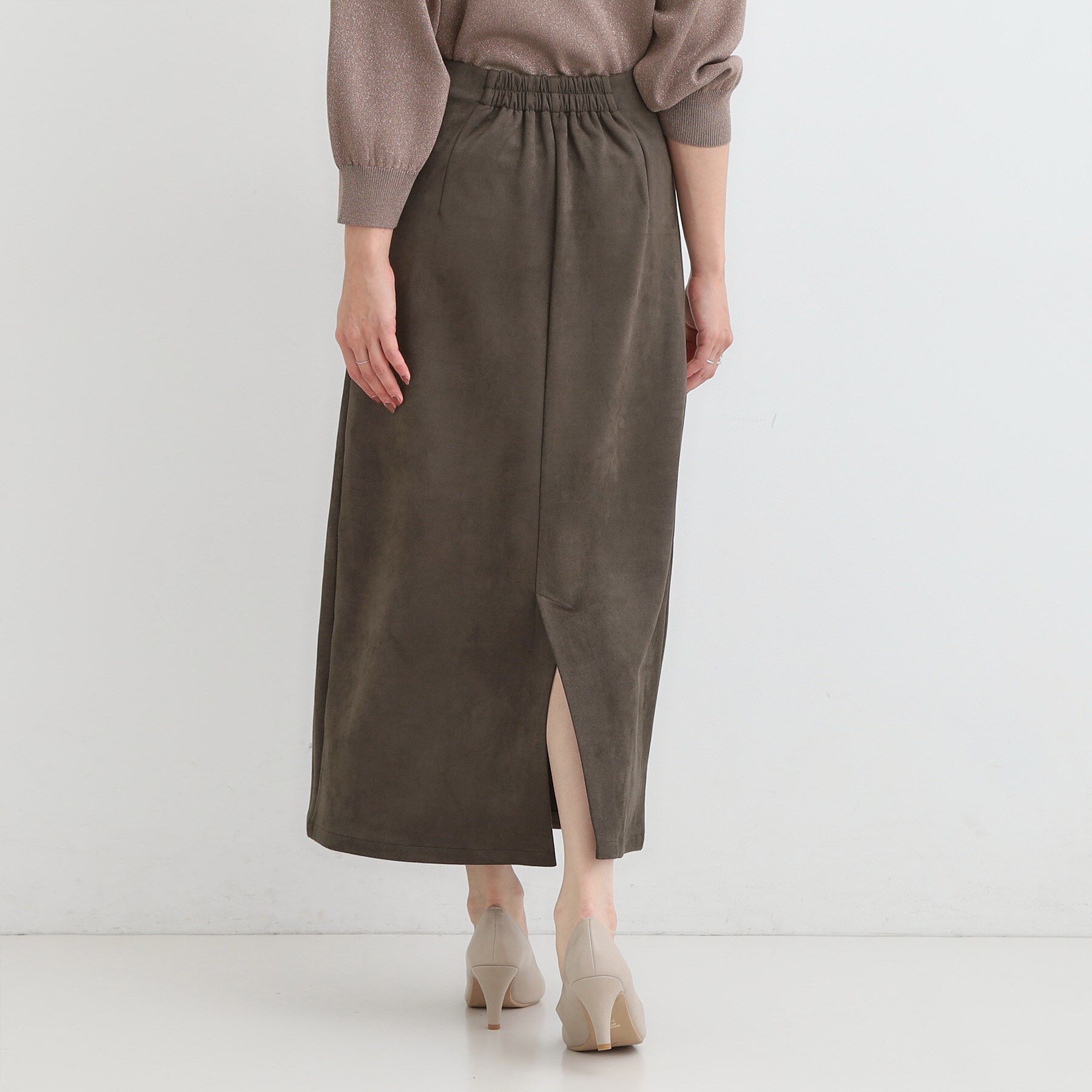 SHOO･LA･RUE「【洗濯機可】上品できれい見え フェイクスエード ナロースカート」|スカート|