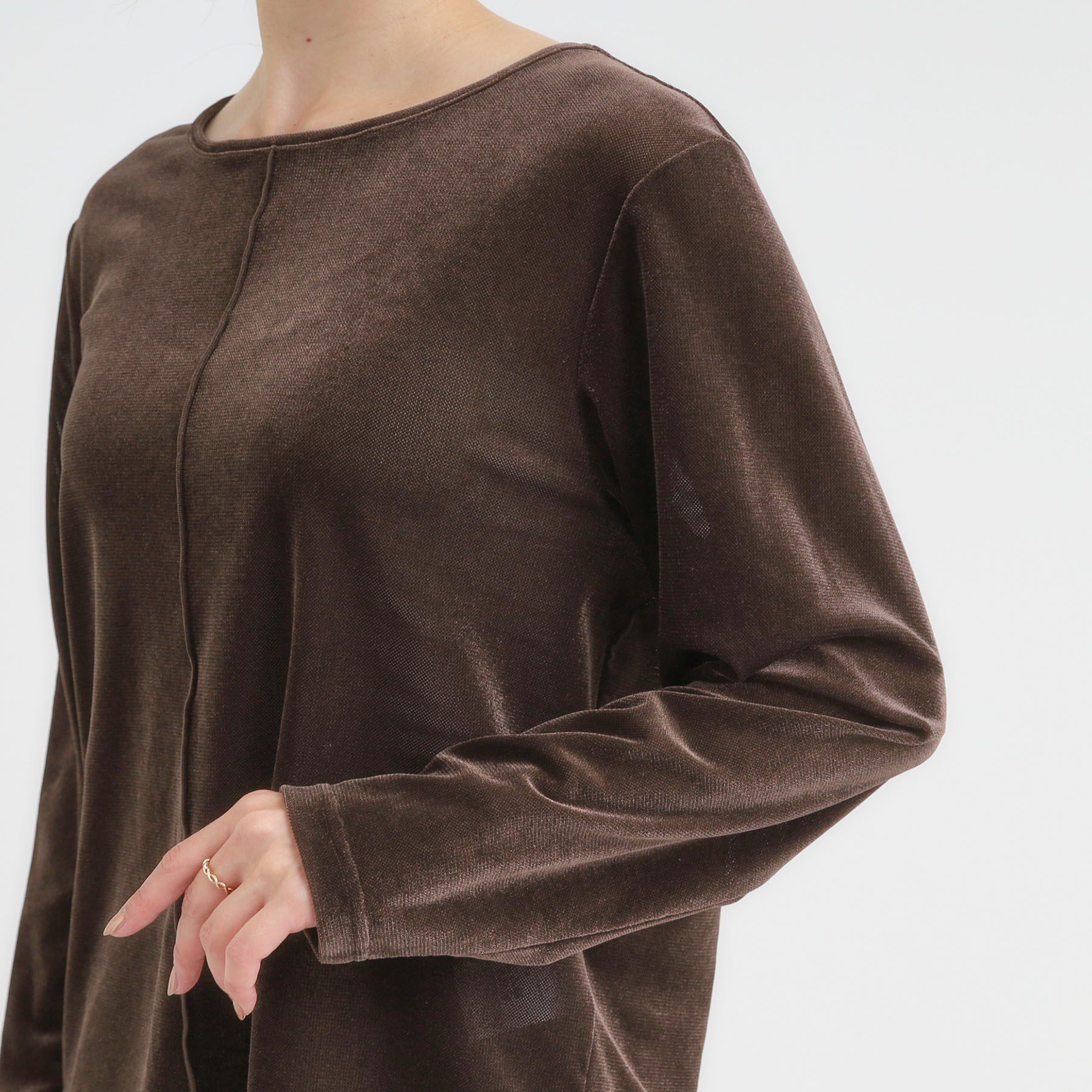 SHOO･LA･RUE「【洗える/S-LL】上品見え ベロア調シアートップス」|Tシャツ・カットソー|