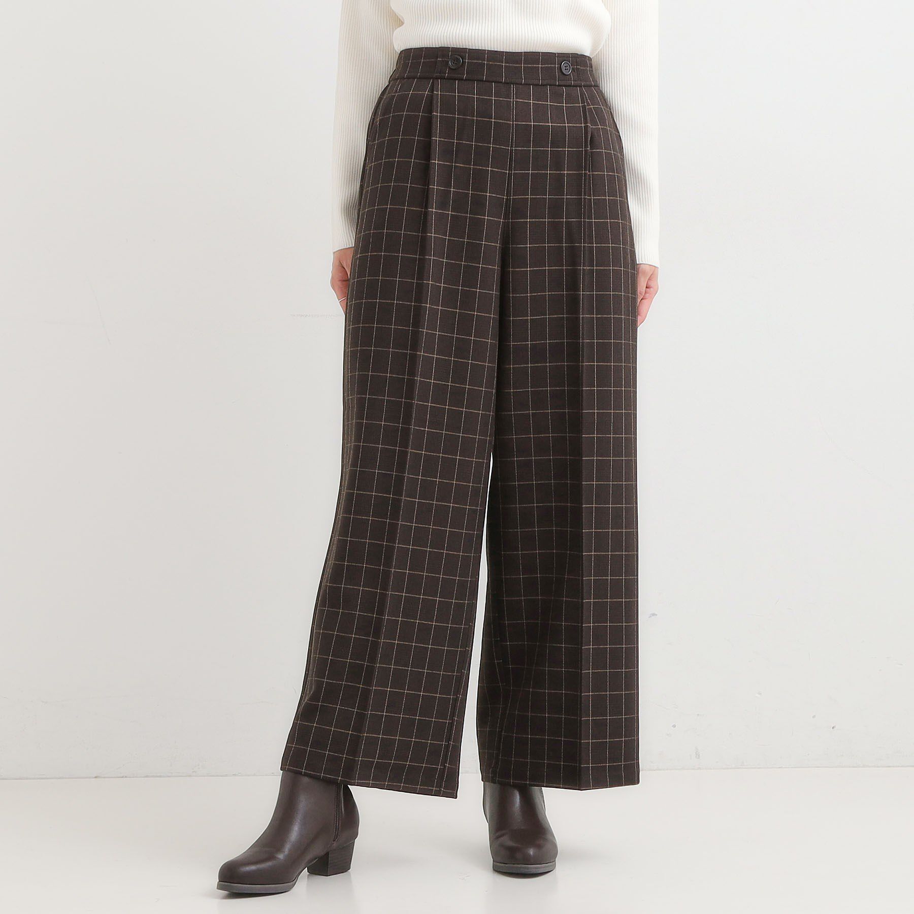 SHOO･LA･RUE「【着丈選べる】大人のきれいめスタイルに ウールフィール ワイドパンツ」|その他|