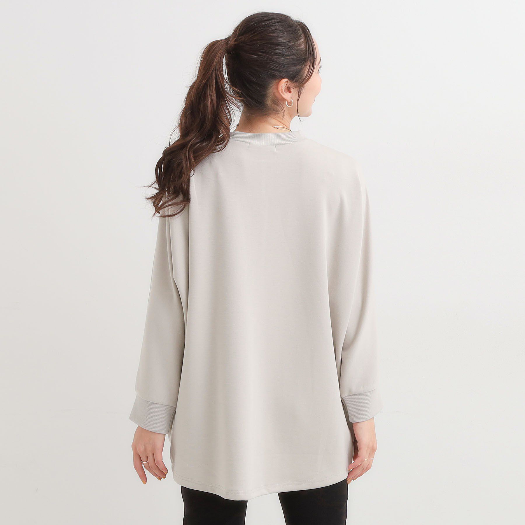 SHOO･LA･RUE「【S-LL/体型カバー】とろみ感が心地よい 裾タック ドルマンチュニック」|チュニック|
