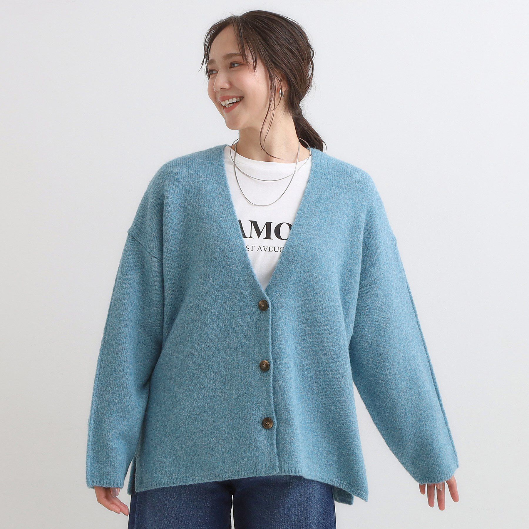 SHOO･LA･RUE「【洗濯機可】ふわっと軽く羽織れる オーバーサイズカーディガン」|カーディガン|