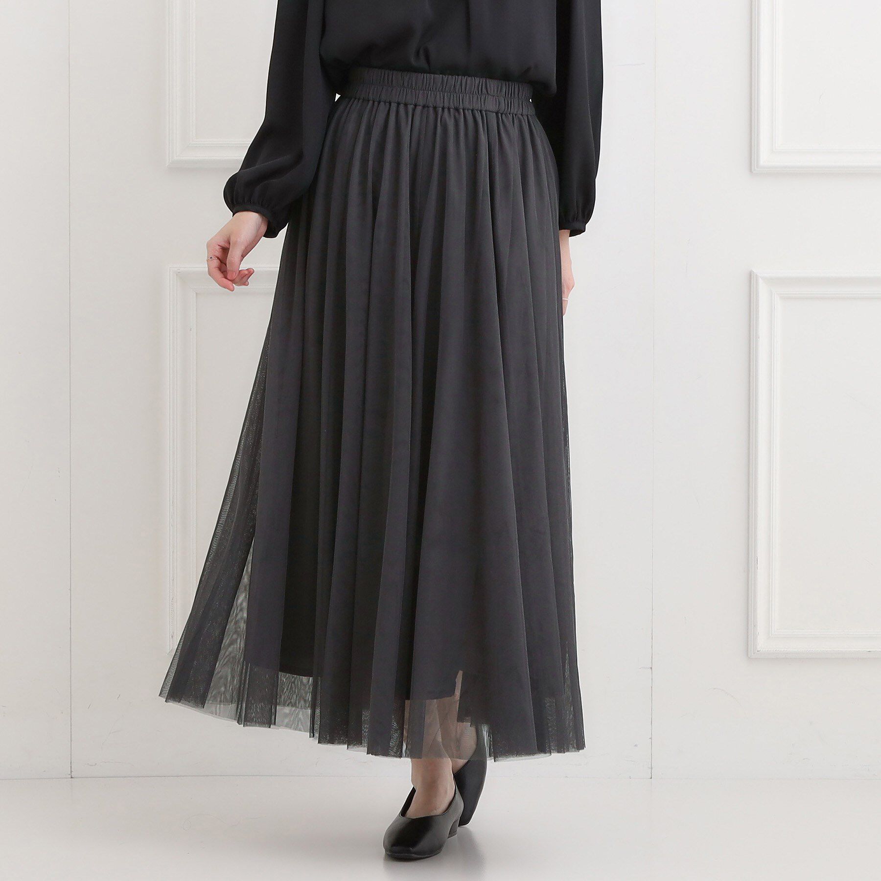 SHOO･LA･RUE「【洗濯機可】滑らか軽やか シーン問わず着られるチュールギャザースカート」|スカート|