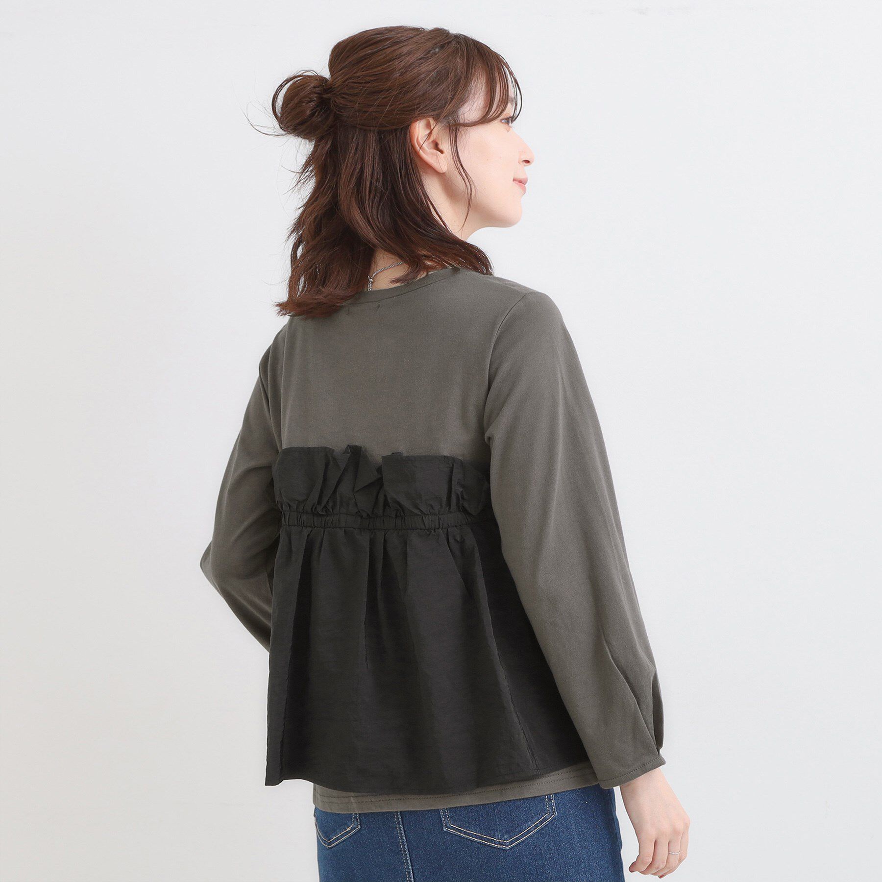 SHOO･LA･RUE「【洗濯機可/S-LL】1枚で華やか フリルドッキングトップス」|Tシャツ・カットソー|