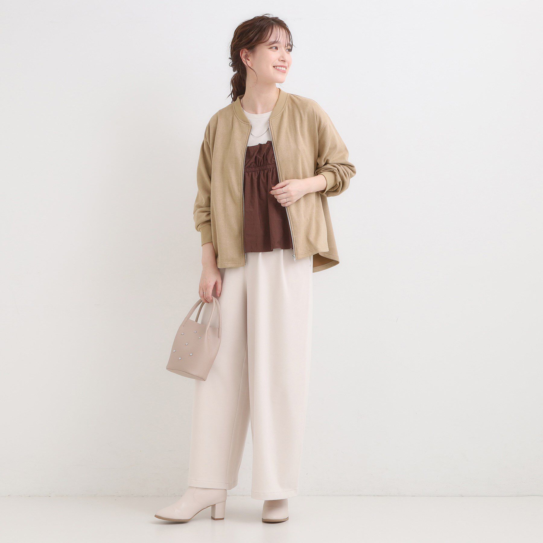 SHOO･LA･RUE「【S-LL】柔らかくて軽い さっと羽織れるフェイクスエードブルゾン【CIRCRIC】」|カーディガン|