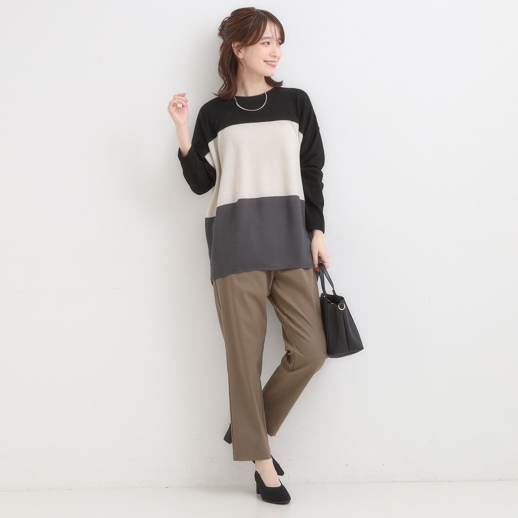 SHOO･LA･RUE「【S-LL】インしないで着られる 3段切り替えトップス」|Tシャツ・カットソー|