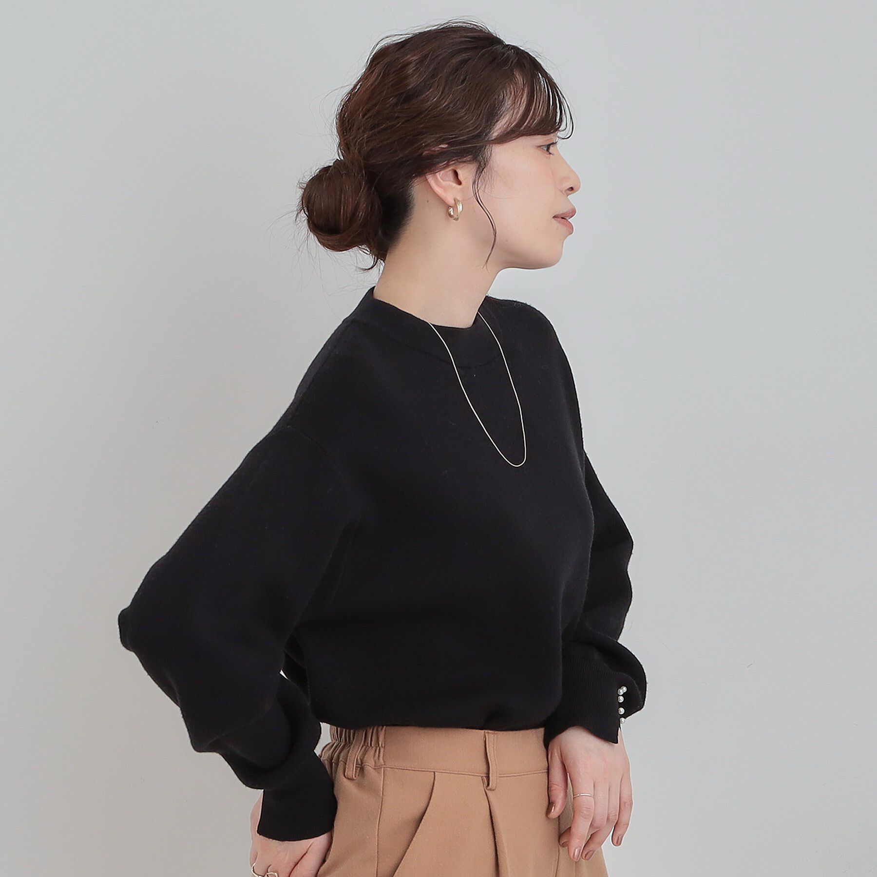 SHOO･LA･RUE「【セットアップ可/S-LL】インせず着られる 洗えるもちもち裾ラウンドニット」|ニット・セーター|