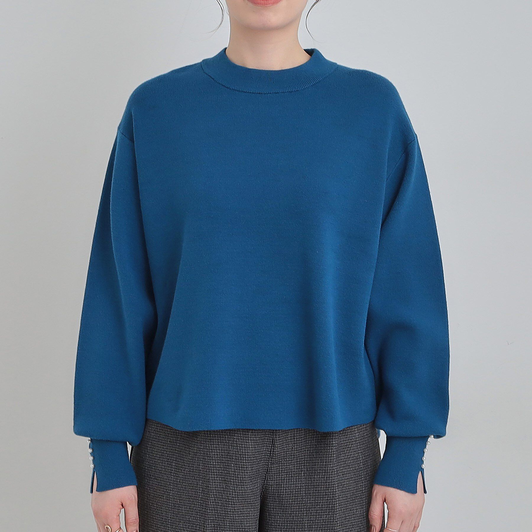 SHOO･LA･RUE「【セットアップ可/S-LL】インせず着られる 洗えるもちもち裾ラウンドニット」|ニット・セーター|