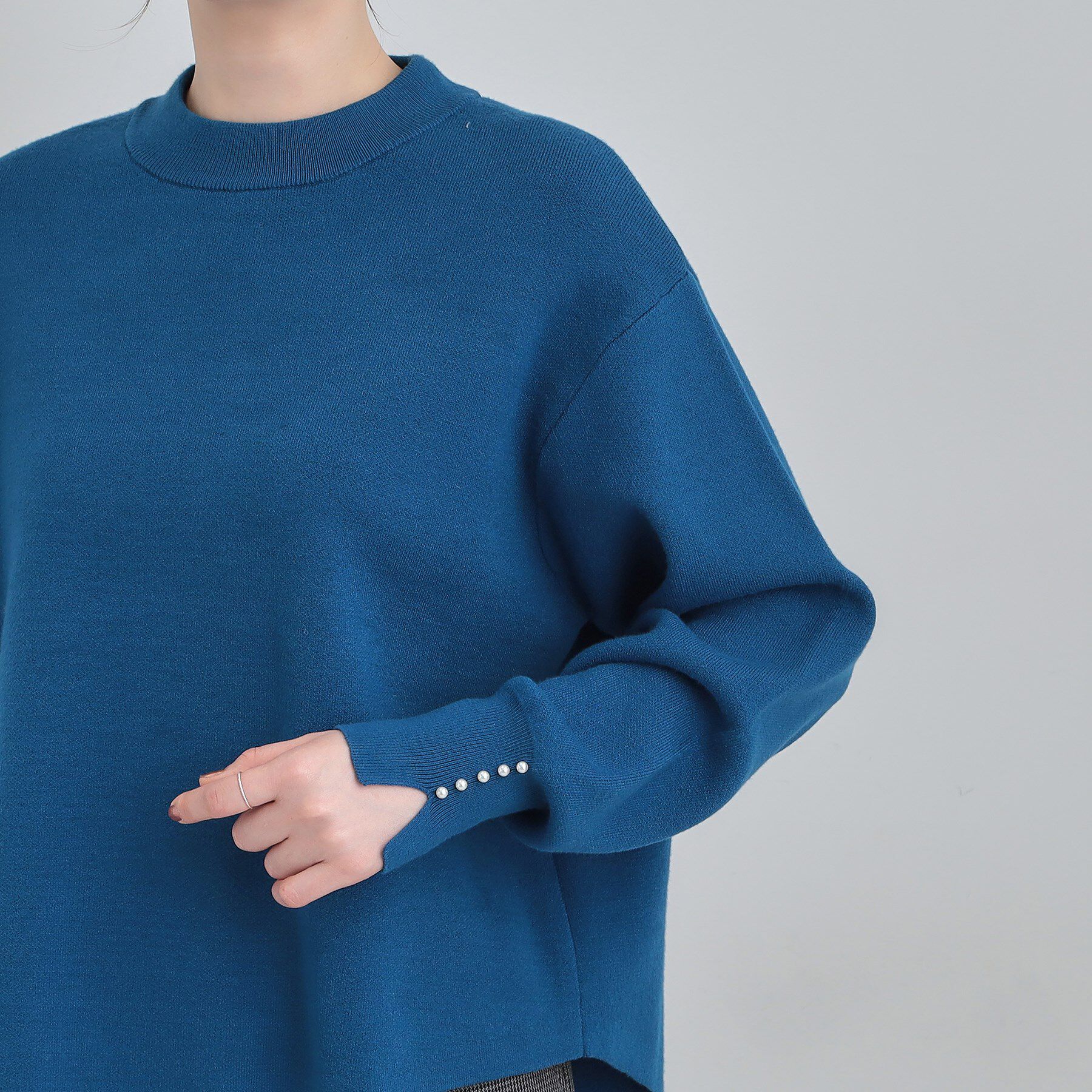 SHOO･LA･RUE「【セットアップ可/S-LL】インせず着られる 洗えるもちもち裾ラウンドニット」|ニット・セーター|