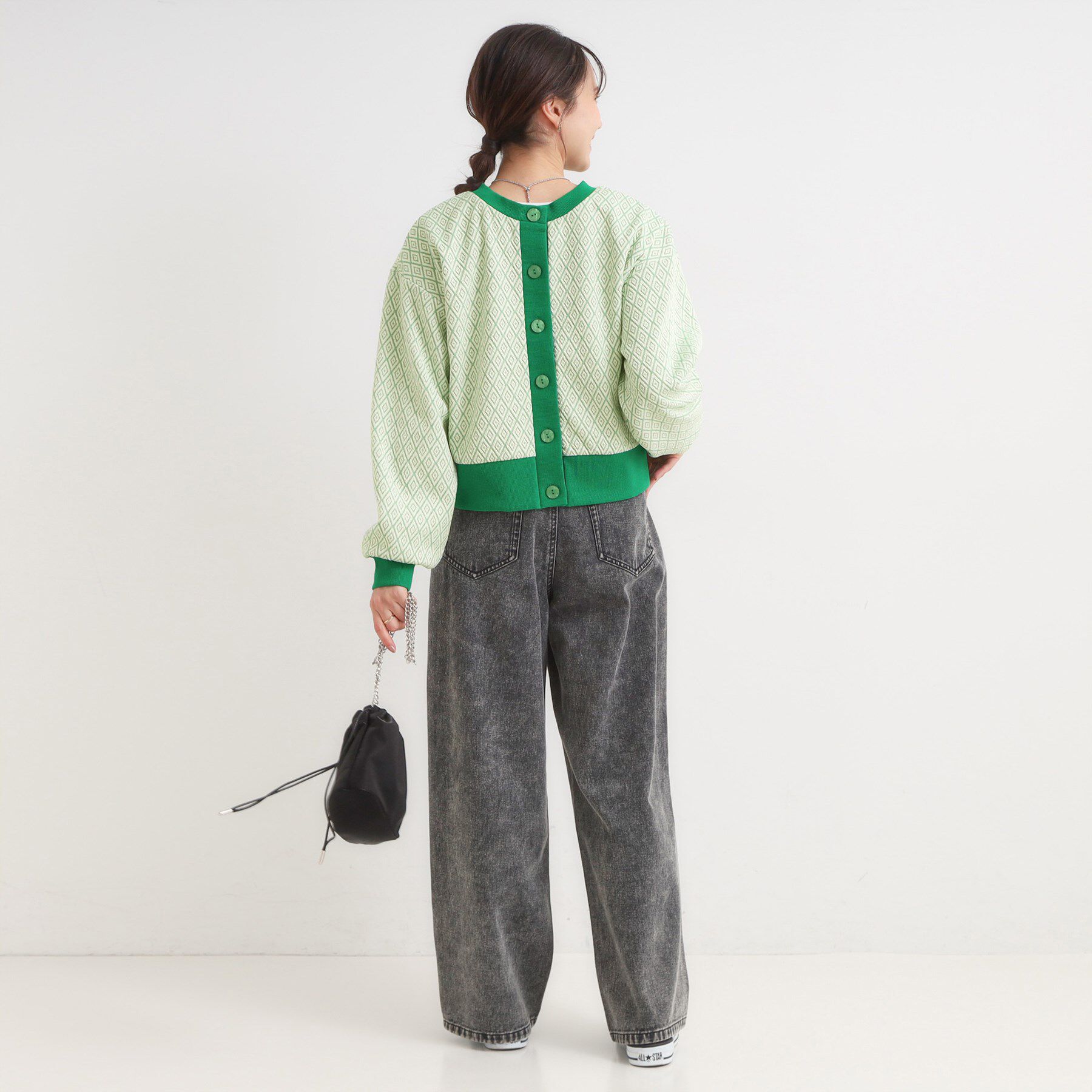 SHOO･LA･RUE「【前後2WAY】柄と配色で差がつく ふくれジャカードカーディガン」|カーディガン|