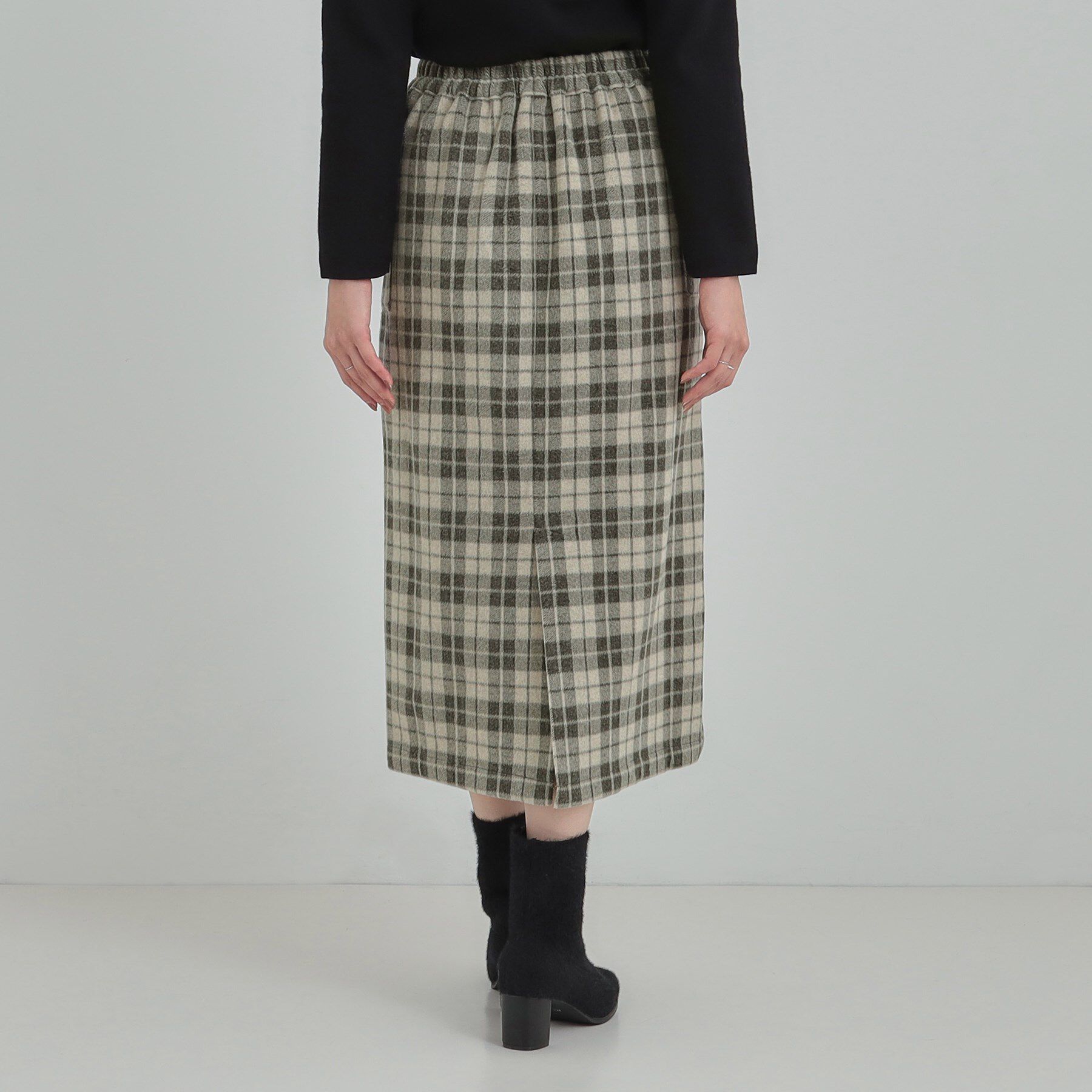 SHOO･LA･RUE「【S-LL/あったか】大人レディな着こなしに シャギーチェックスカート」|スカート|