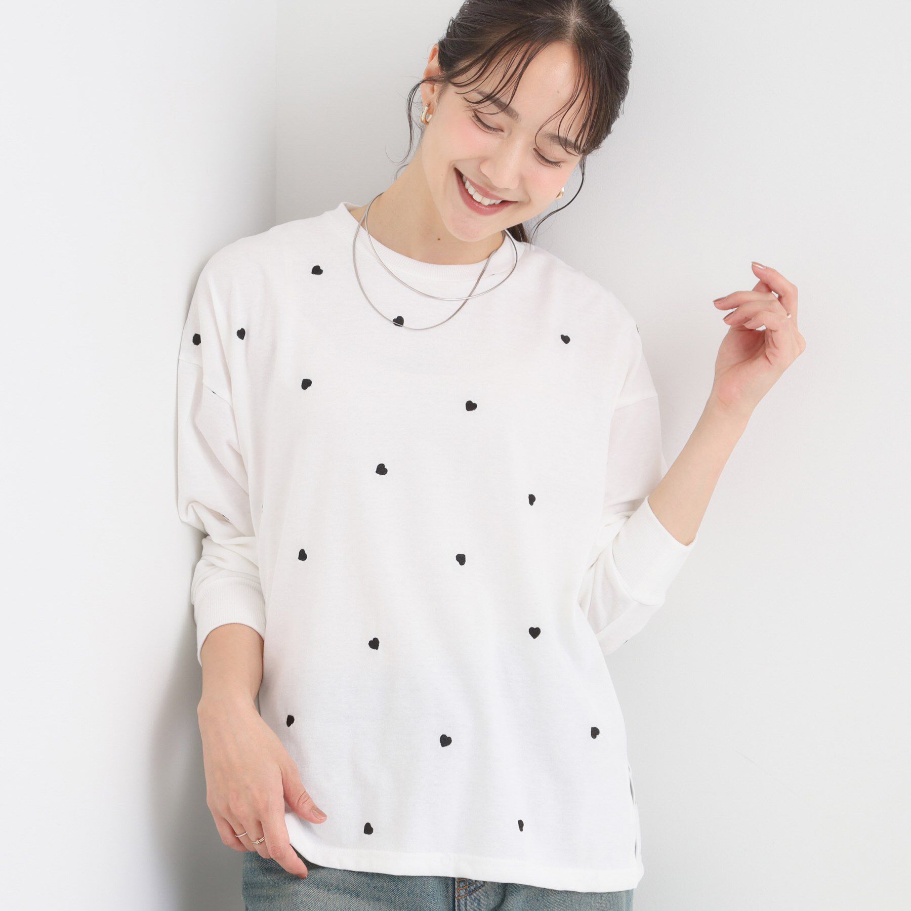 SHOO･LA･RUE「選べる3柄 刺繍アソートロンT」|Tシャツ・カットソー|ホワイト(101)