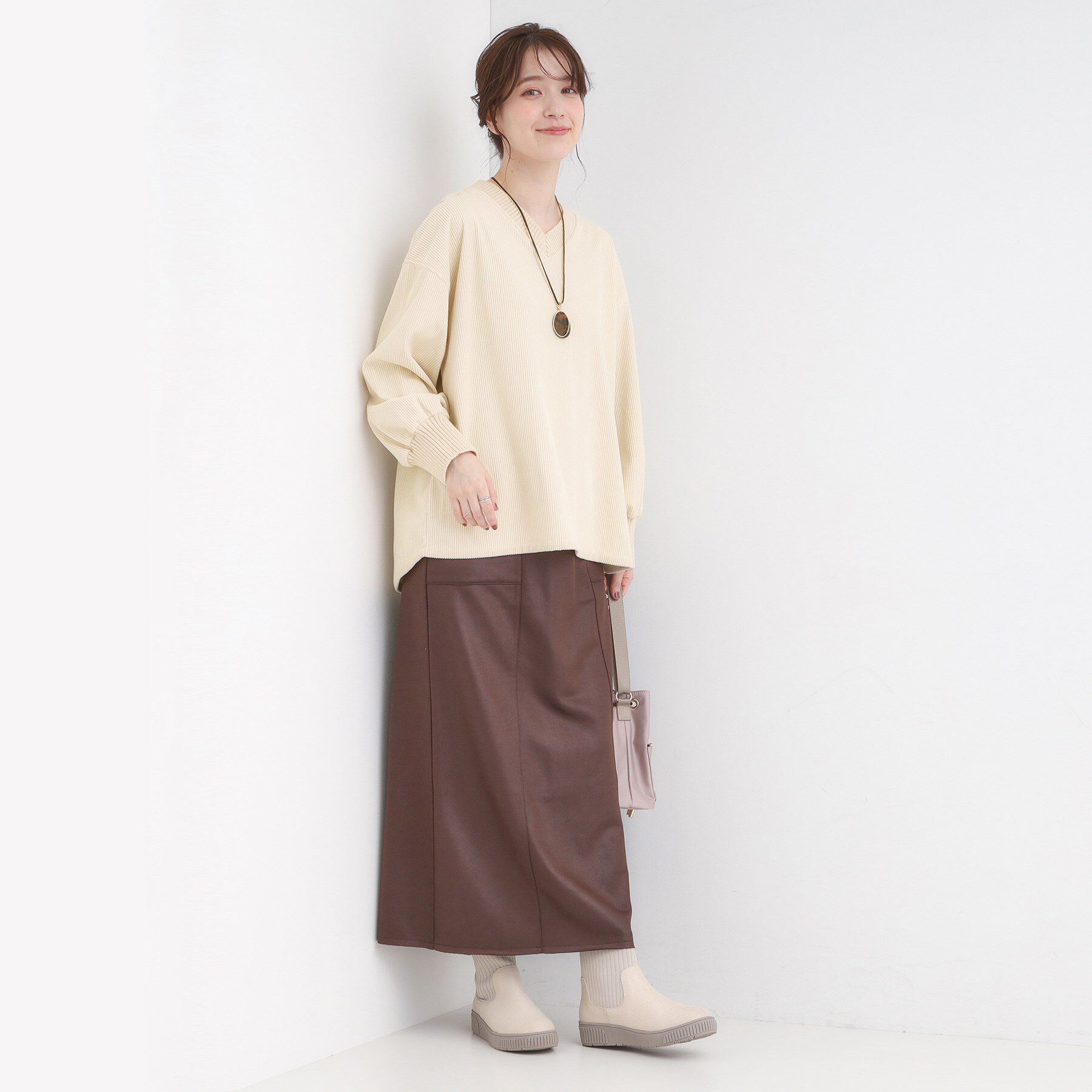 SHOO･LA･RUE「ニットリブコーデュロイトップス」|Tシャツ・カットソー|