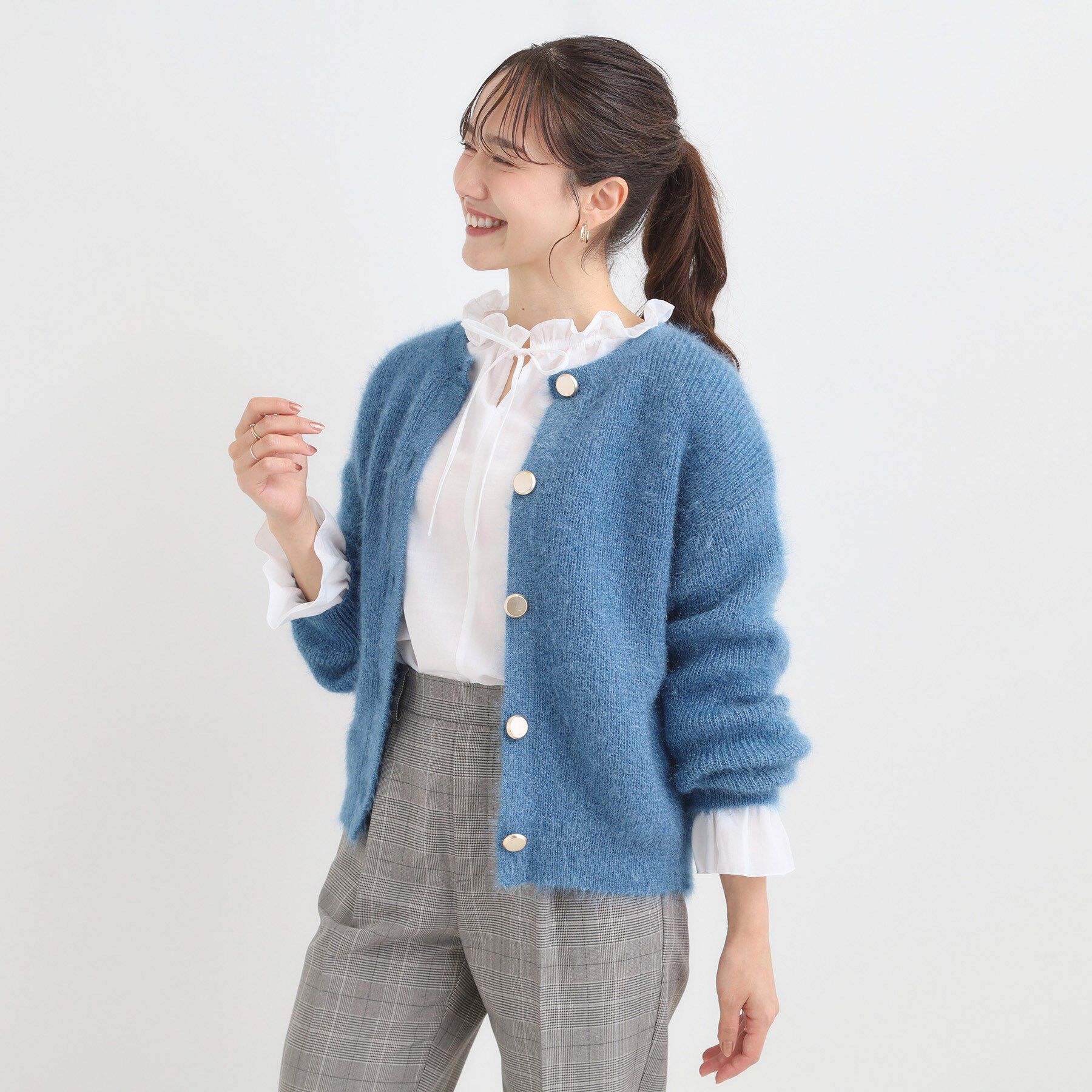 SHOO･LA･RUE「【S-LL】ふわふわシャギー 大人レディなカーディガン」|カーディガン|