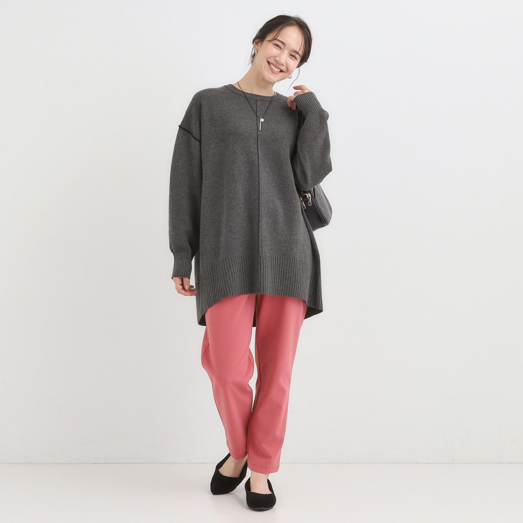 SHOO･LA･RUE「【洗濯機可/毛玉レス】上品に体型カバー チュニックニットワンピース」|チュニック|