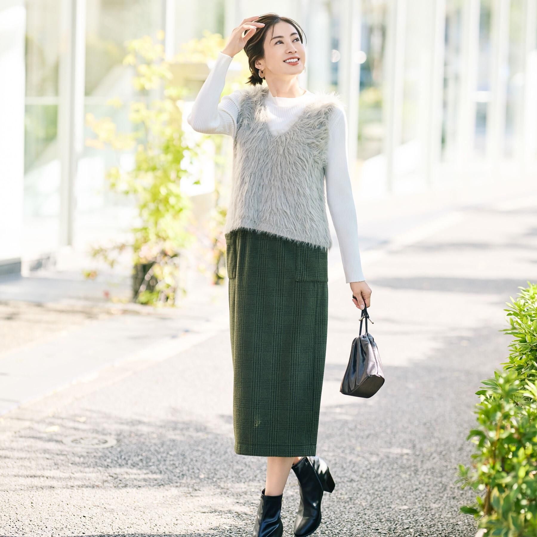 SHOO･LA･RUE「【S-LL/2点セット】着るだけでコーデが決まる フェザーニットベスト&times;リブニット」|その他|