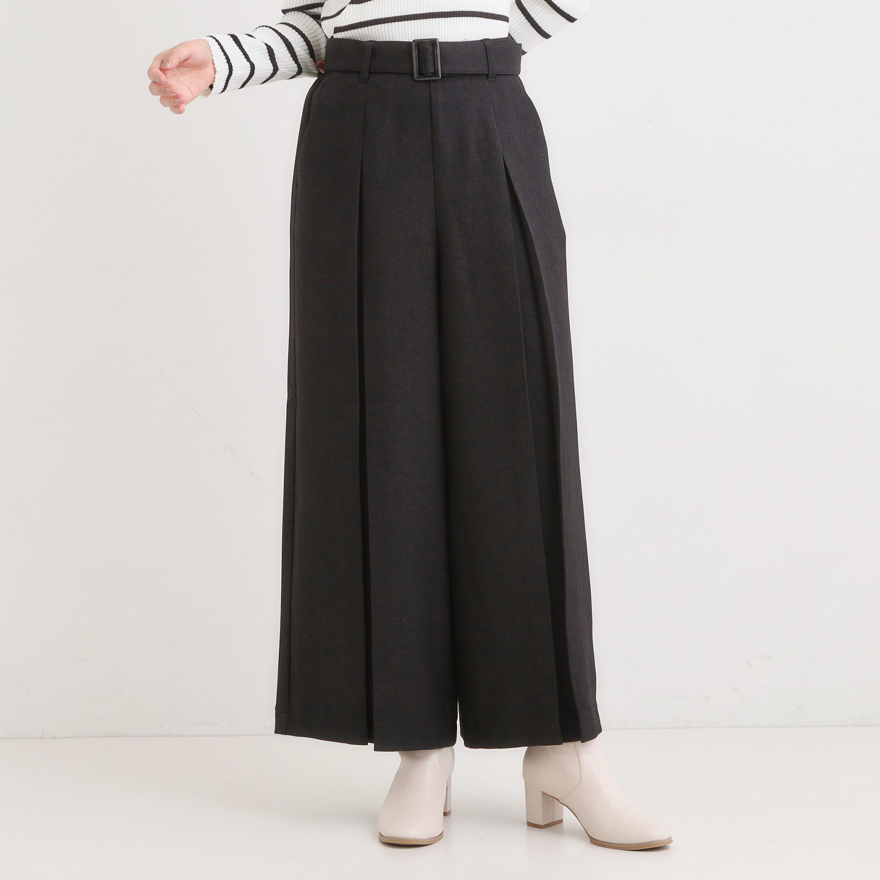 SHOO･LA･RUE「【着丈選べる/S-LL】大人のきれいめスタイルに ベルト付きワイドパンツ」|その他|