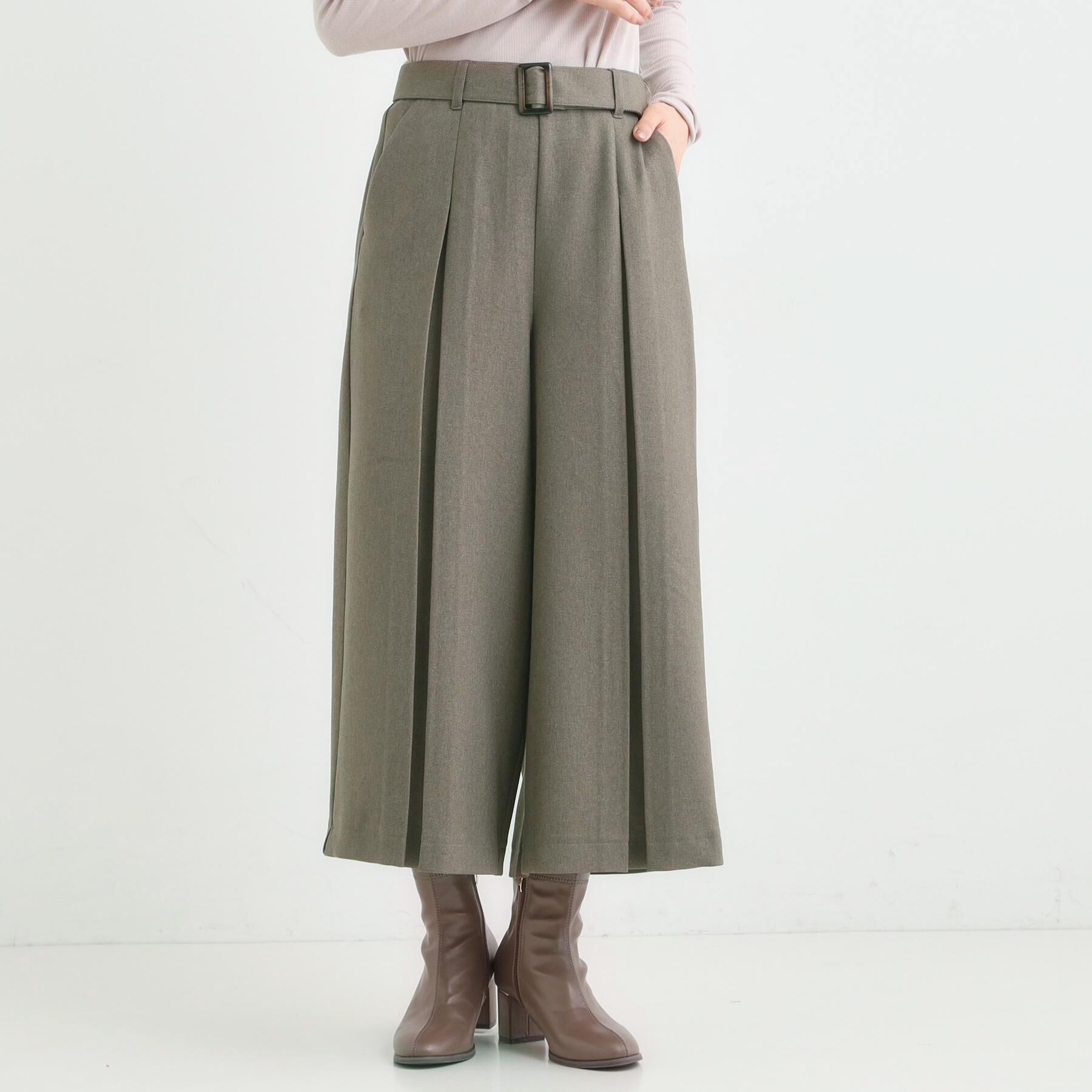 SHOO･LA･RUE「【着丈選べる/S-LL】大人のきれいめスタイルに ベルト付きワイドパンツ」|その他|