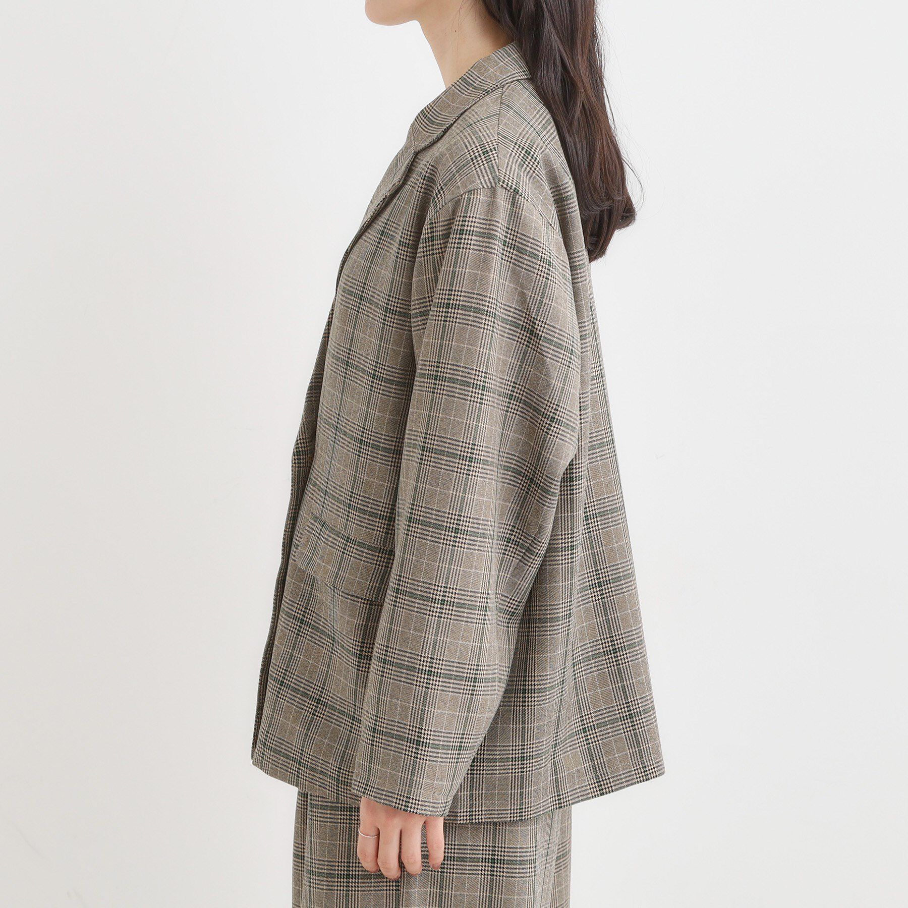 SHOO･LA･RUE「【セットアップ可】チェック柄 ダブルブレストテーラードゆるジャケット」|テーラードジャケット|