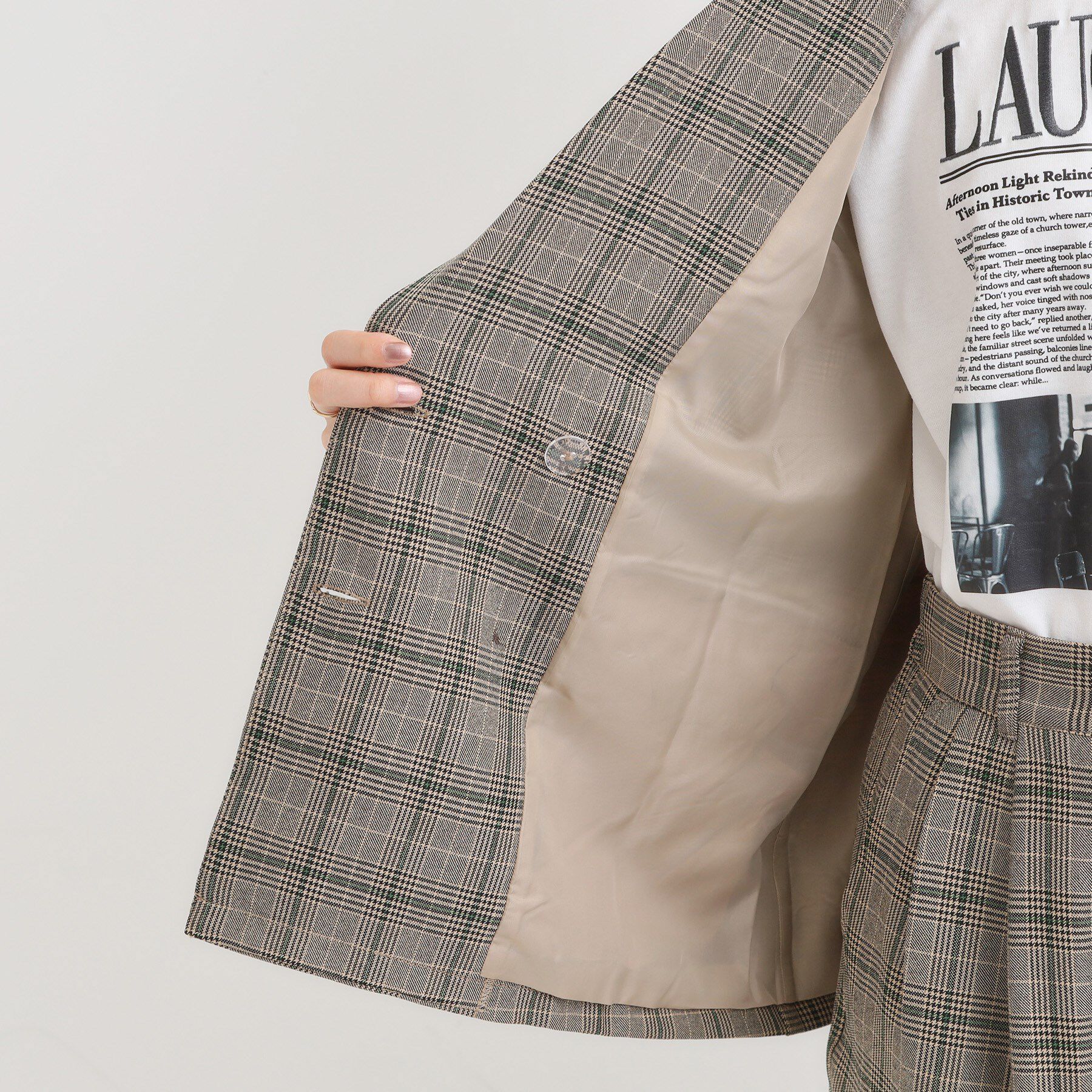 SHOO･LA･RUE「【セットアップ可】チェック柄 ダブルブレストテーラードゆるジャケット」|テーラードジャケット|