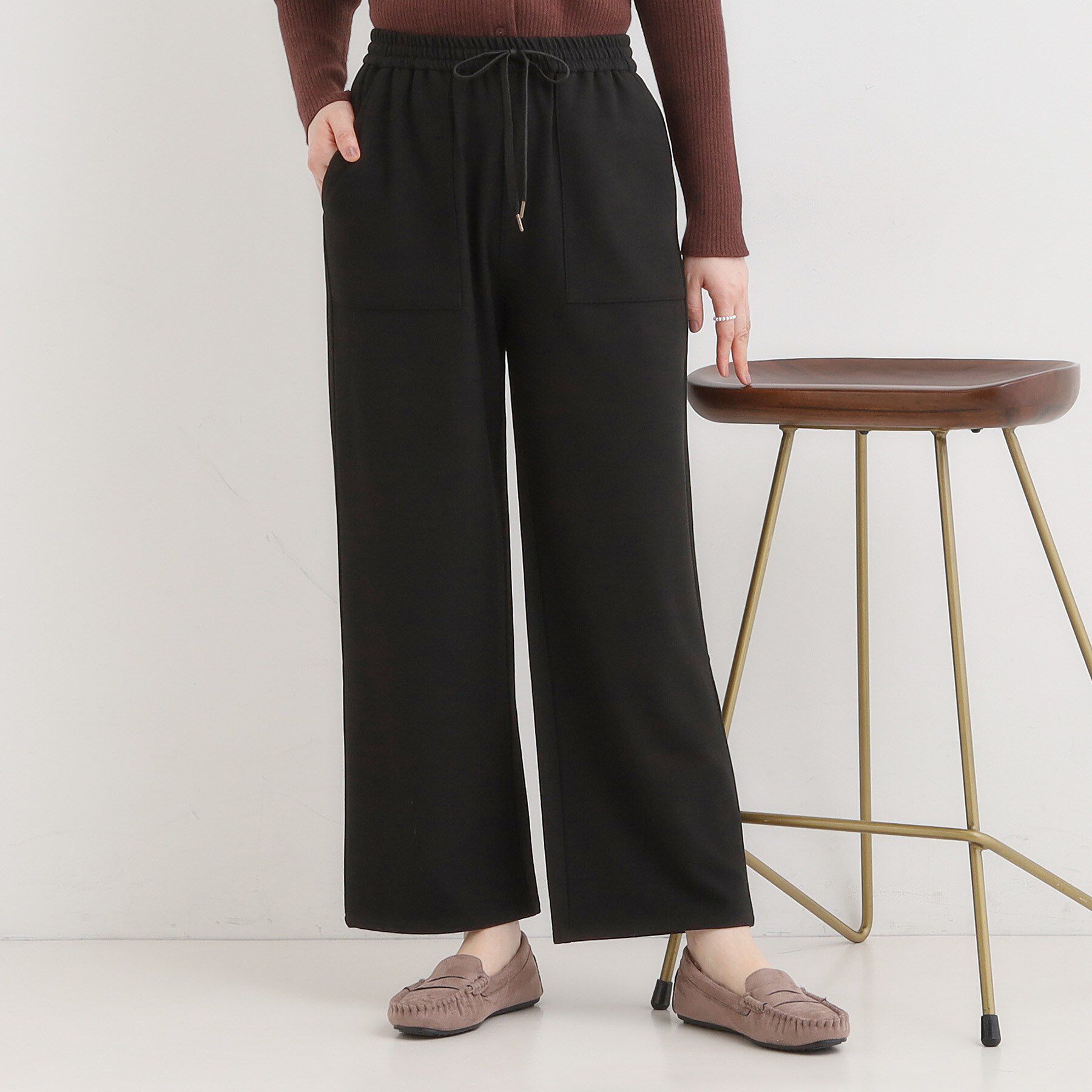 SHOO･LA･RUE「あったか裏起毛ベイカーパンツ」|その他|ブラック(019)