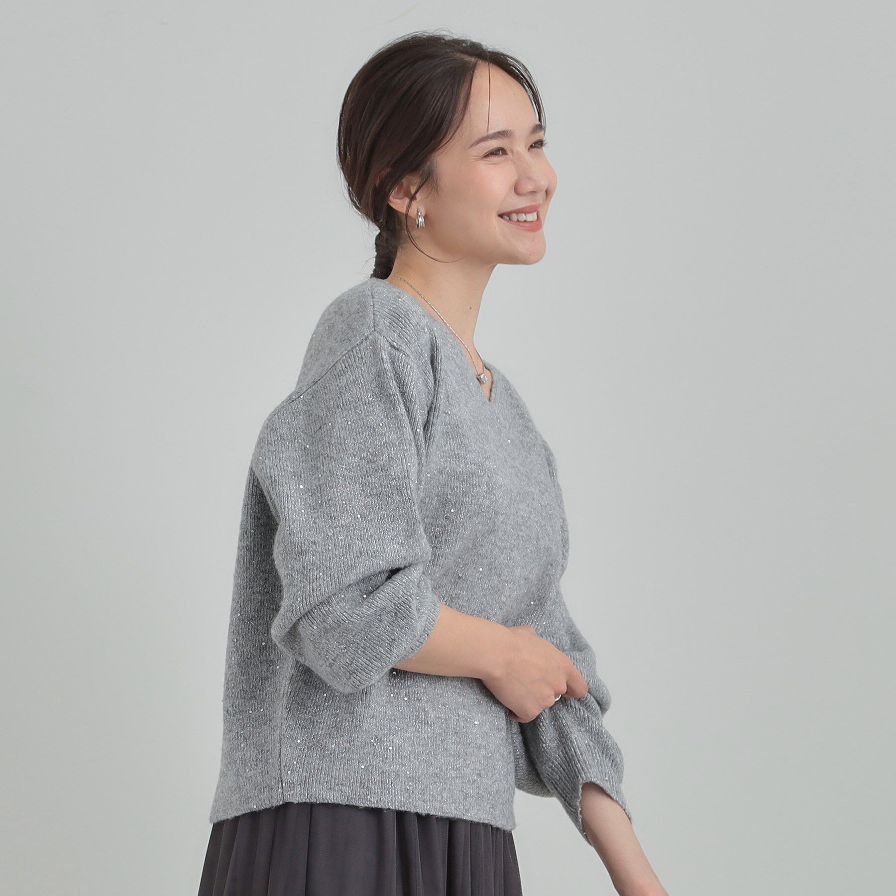 SHOO･LA･RUE「【S-LL】きらっと華やぐ　大人のスパンコールニット」|ニット・セーター|