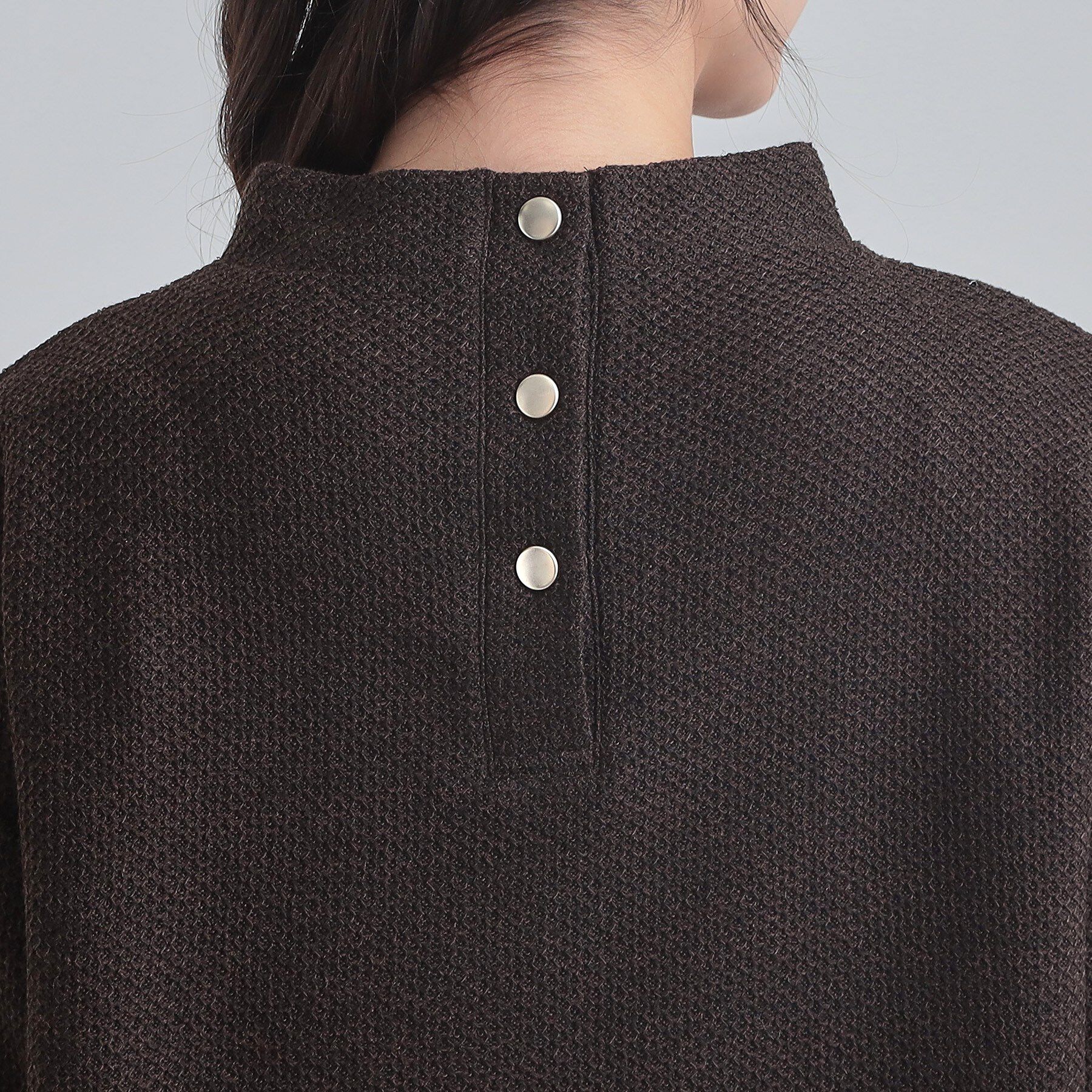 SHOO･LA･RUE「【あったか/洗濯機可/S-LL】インせず着られる モックネック ニットソートップス」|Tシャツ・カットソー|