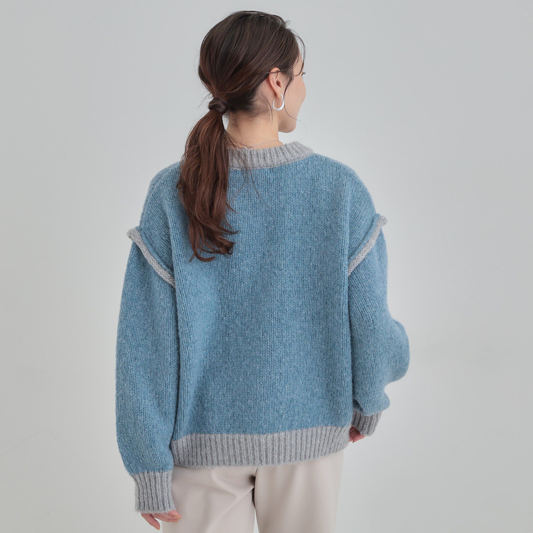 SHOO･LA･RUE「【S-LL】配色デザインがポイント ざっくり編みゆるニット」|ニット・セーター|