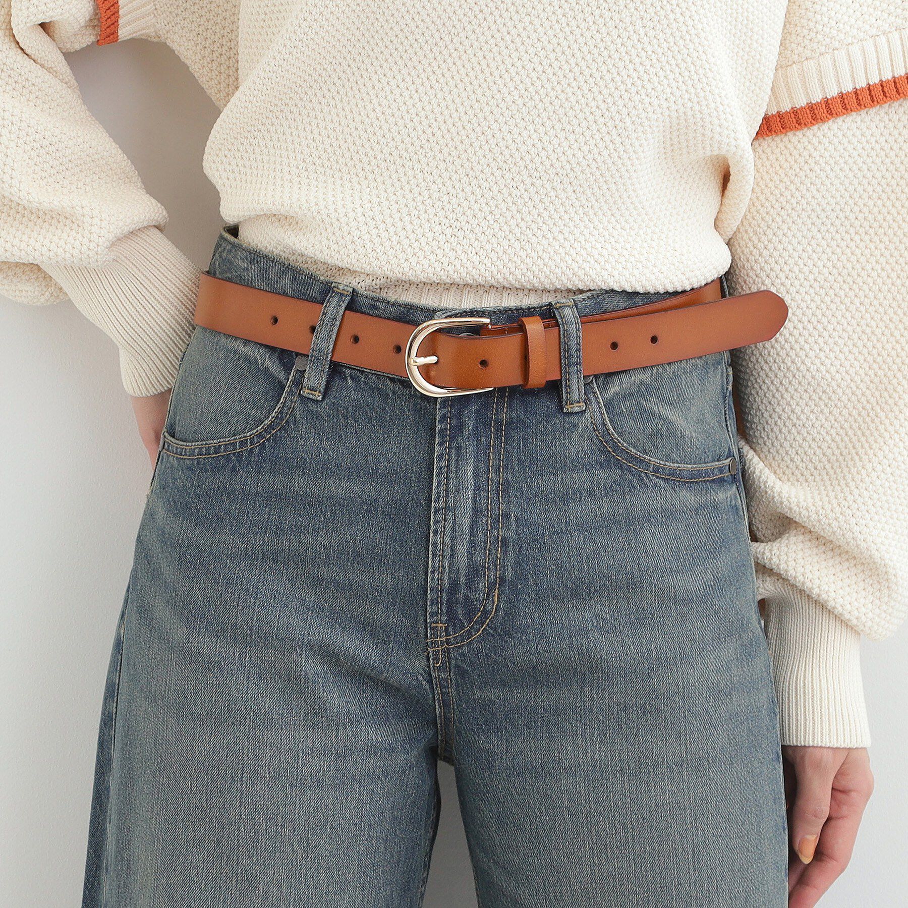 SHOO･LA･RUE「シンプル牛革ベルト（3cm巾）」|ベルト|