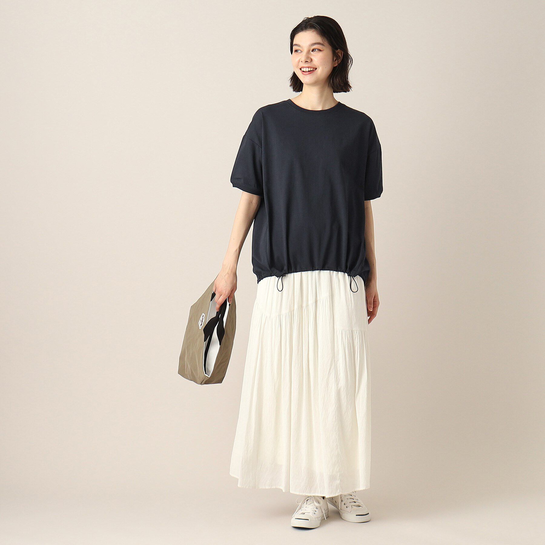 Dessin「新色追加【洗える・二の腕カバー】ドローコードカットソー（XS～L）」|Tシャツ・カットソー|