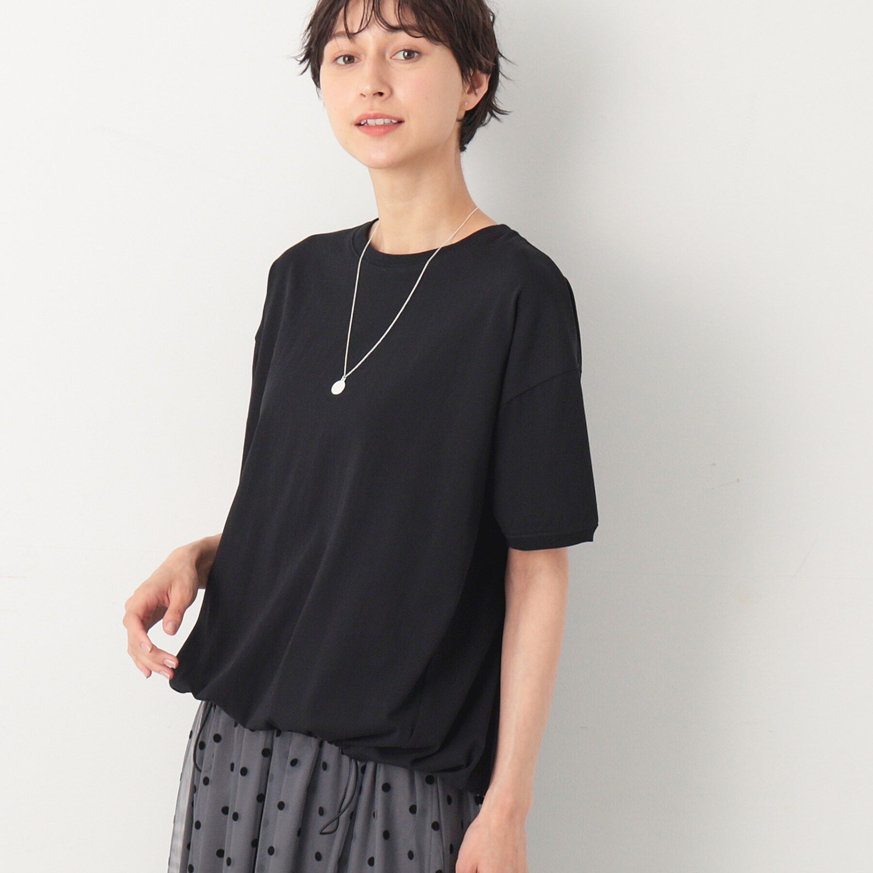 Dessin「新色追加【洗える・二の腕カバー】ドローコードカットソー（XS～L）」|Tシャツ・カットソー|ブラック(019)