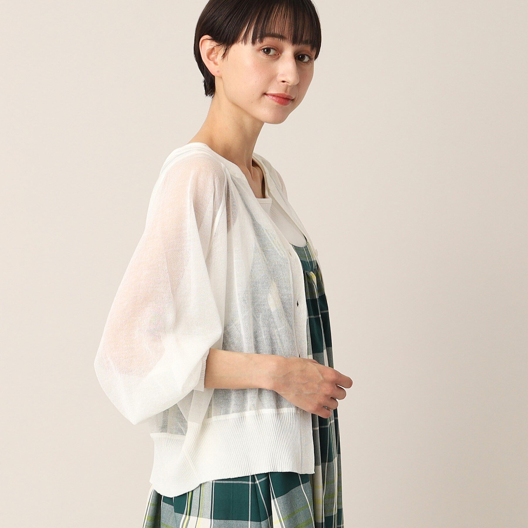 Dessin「【洗える】シースルースリットネックカーディガン」|カーディガン|