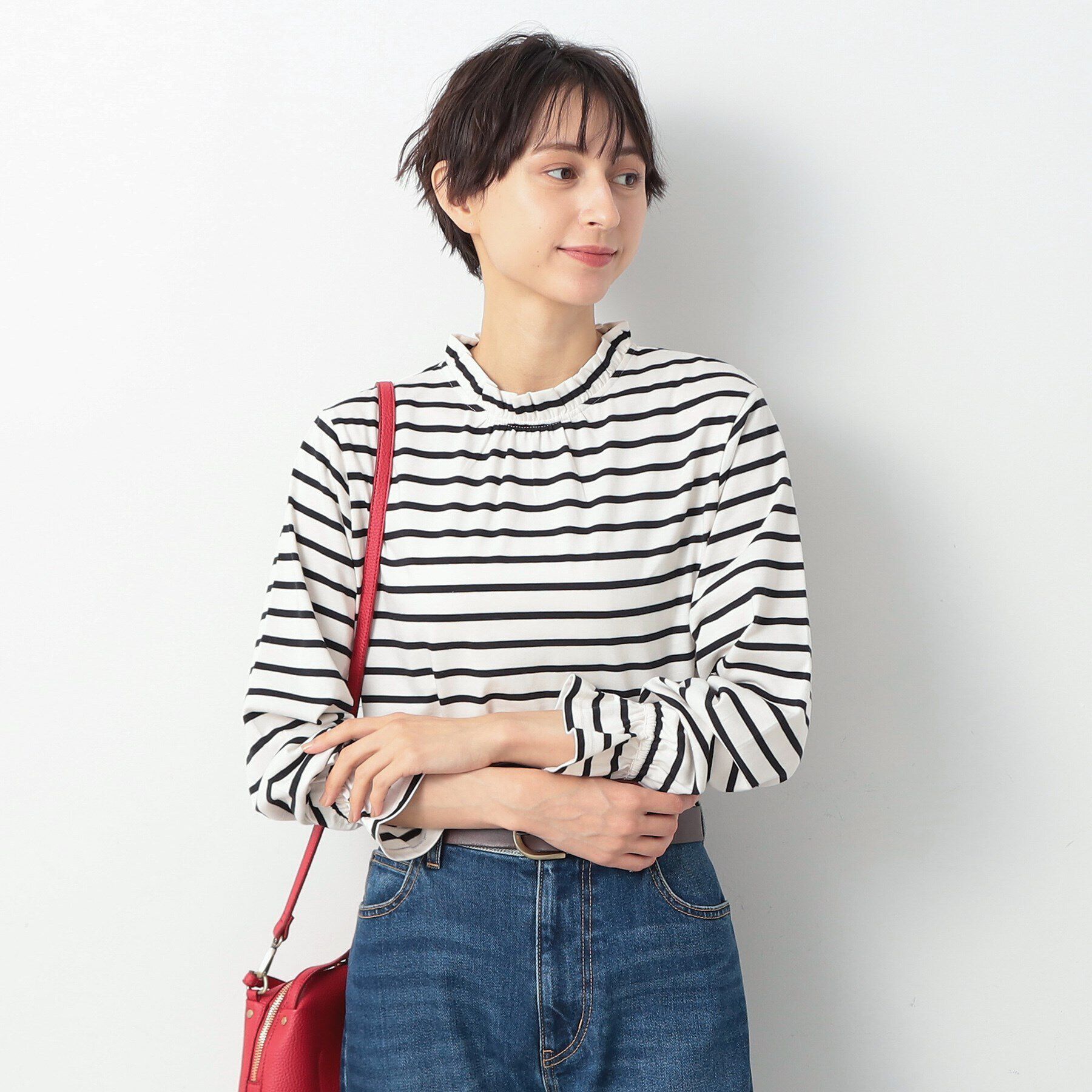 Dessin「【洗える】ネックフリルロングスリーブTシャツ（XS～L）」|Tシャツ・カットソー|