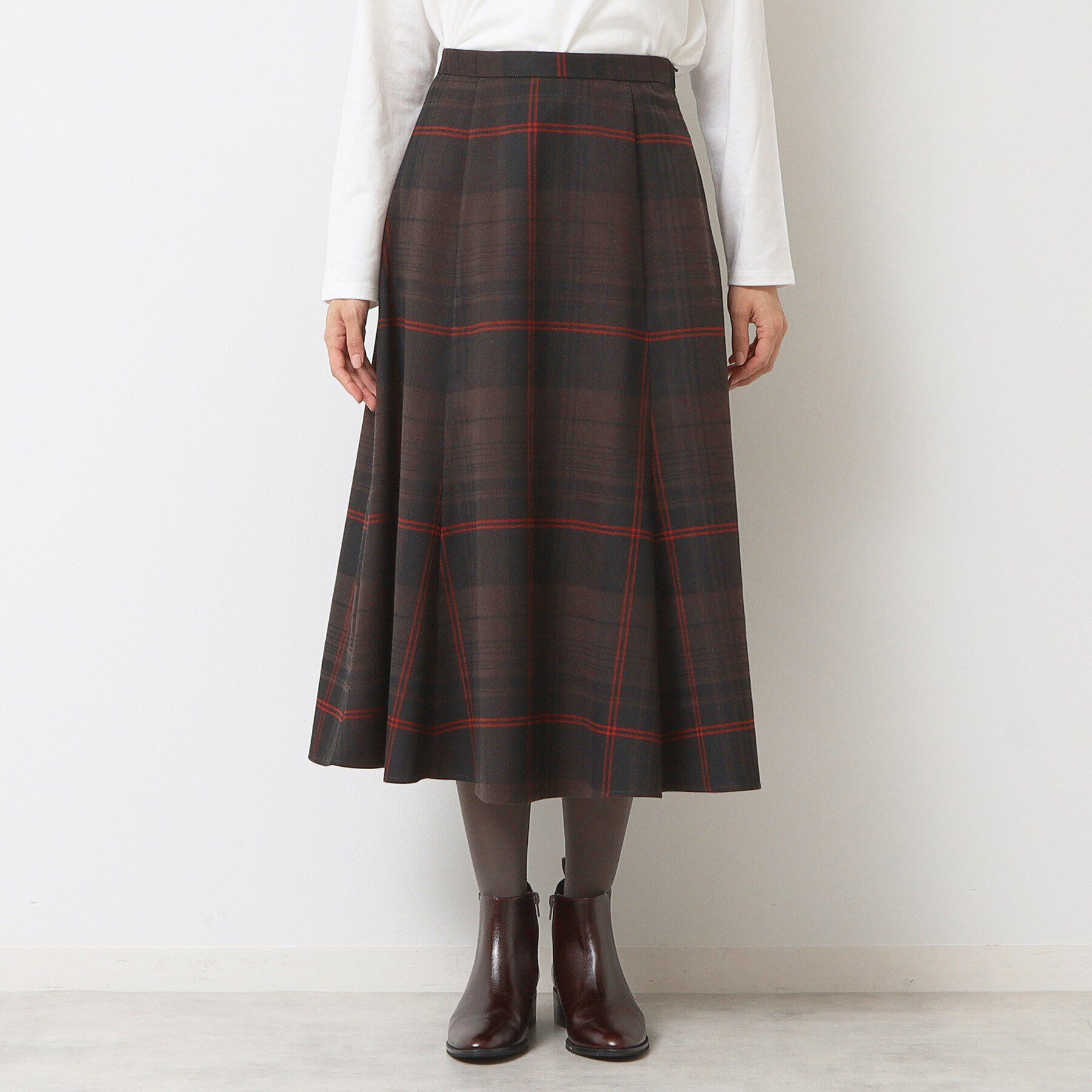 Dessin「【後ろゴム・洗える】チェック柄フレアースカート(XS～L)」|スカート|