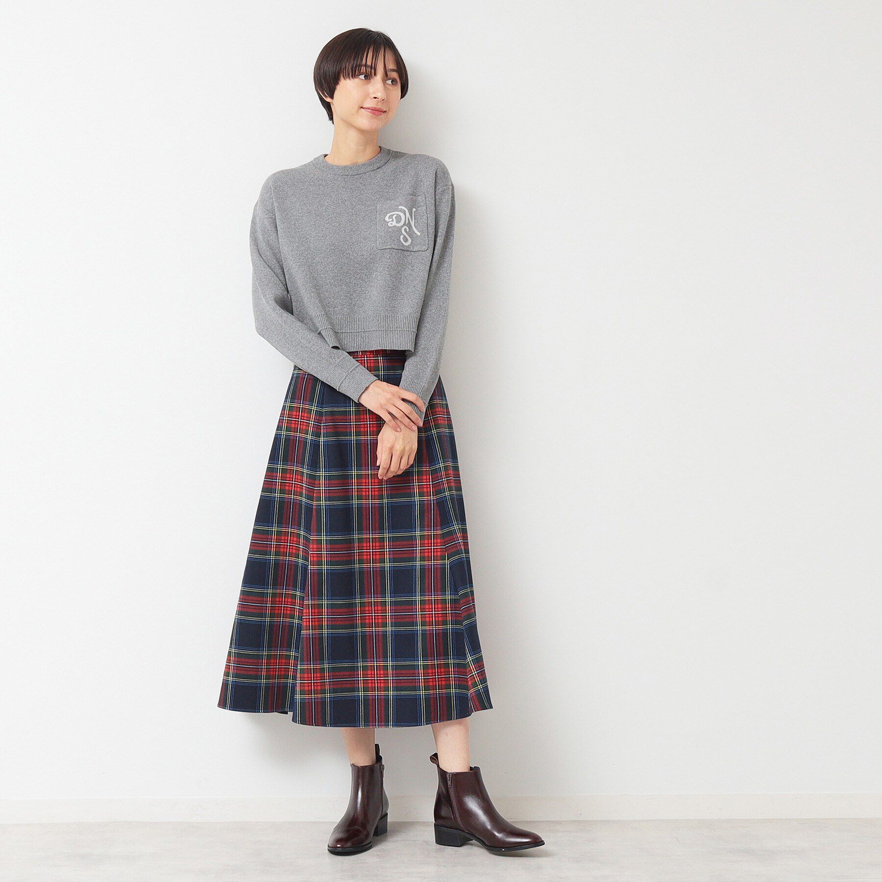 Dessin「【後ろゴム・洗える】チェック柄フレアースカート(XS～L)」|スカート|