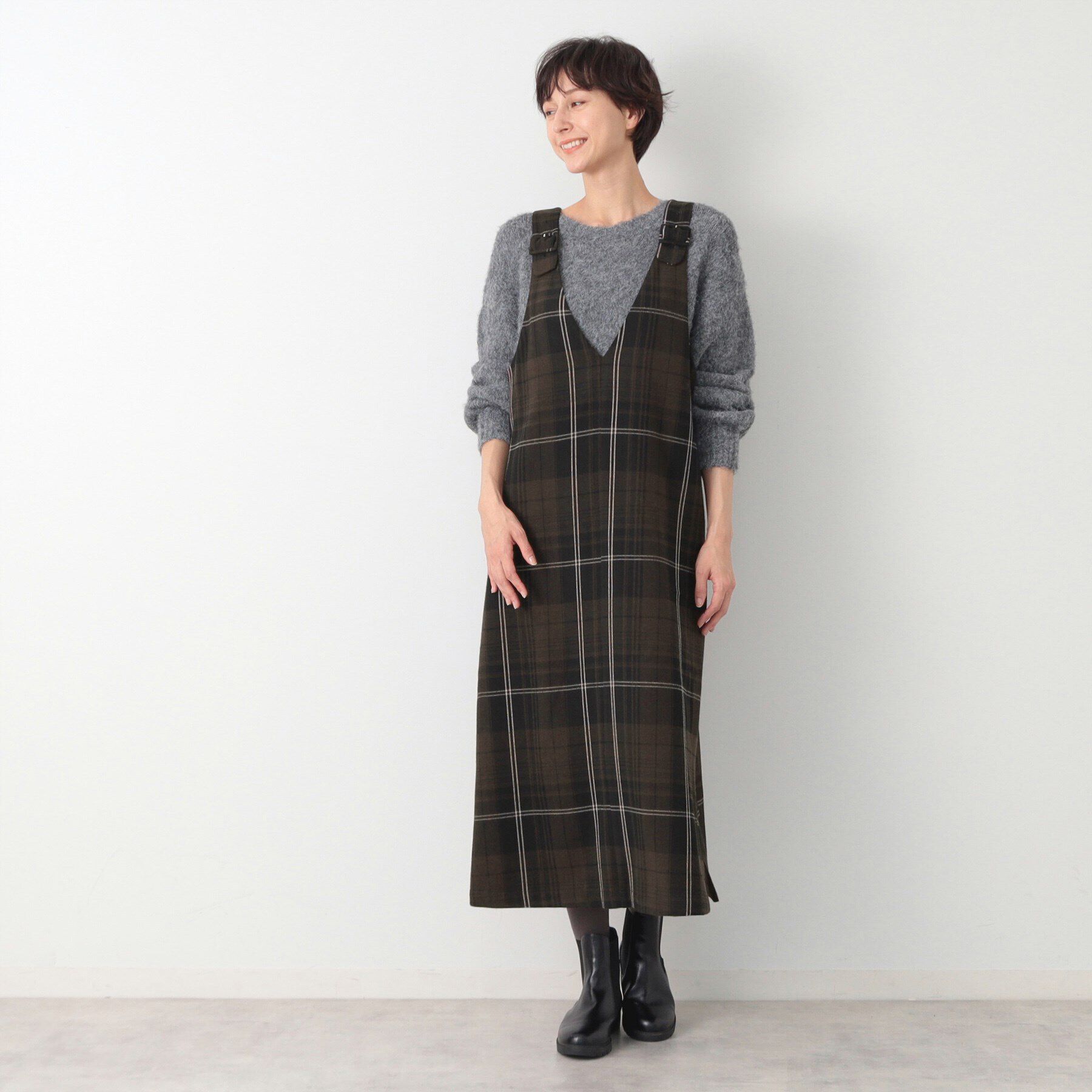 Dessin「【洗える】チェック柄ジャンパースカート」|ワンピース|