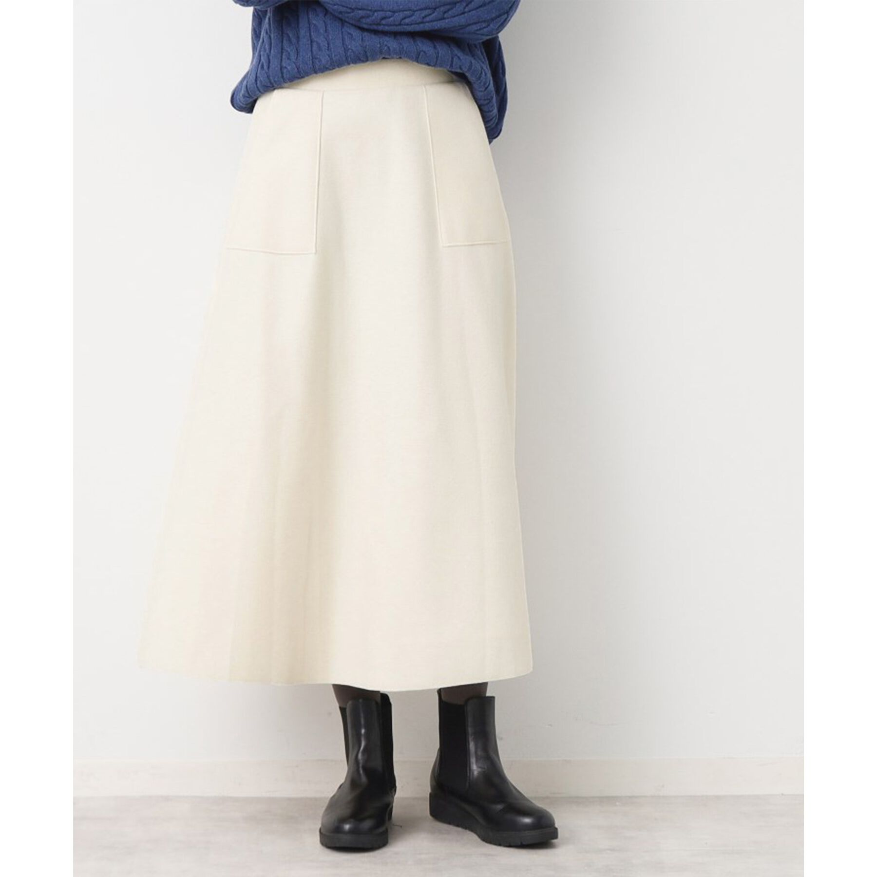 Dessin「【7色展開・後ろゴム】フレアメルトンスカート（XS～L）」|スカート|ホワイト(002)