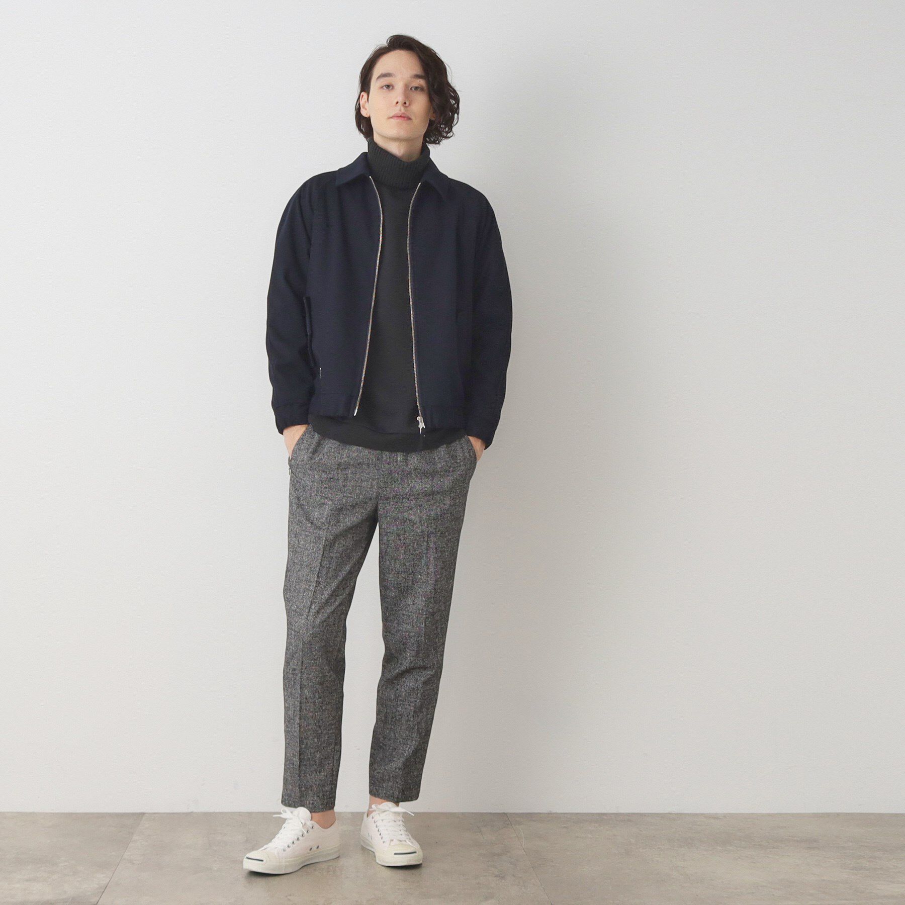 Dessin「バックチェック柄ジップアップブルゾン」|ブルゾン・スタジャン|