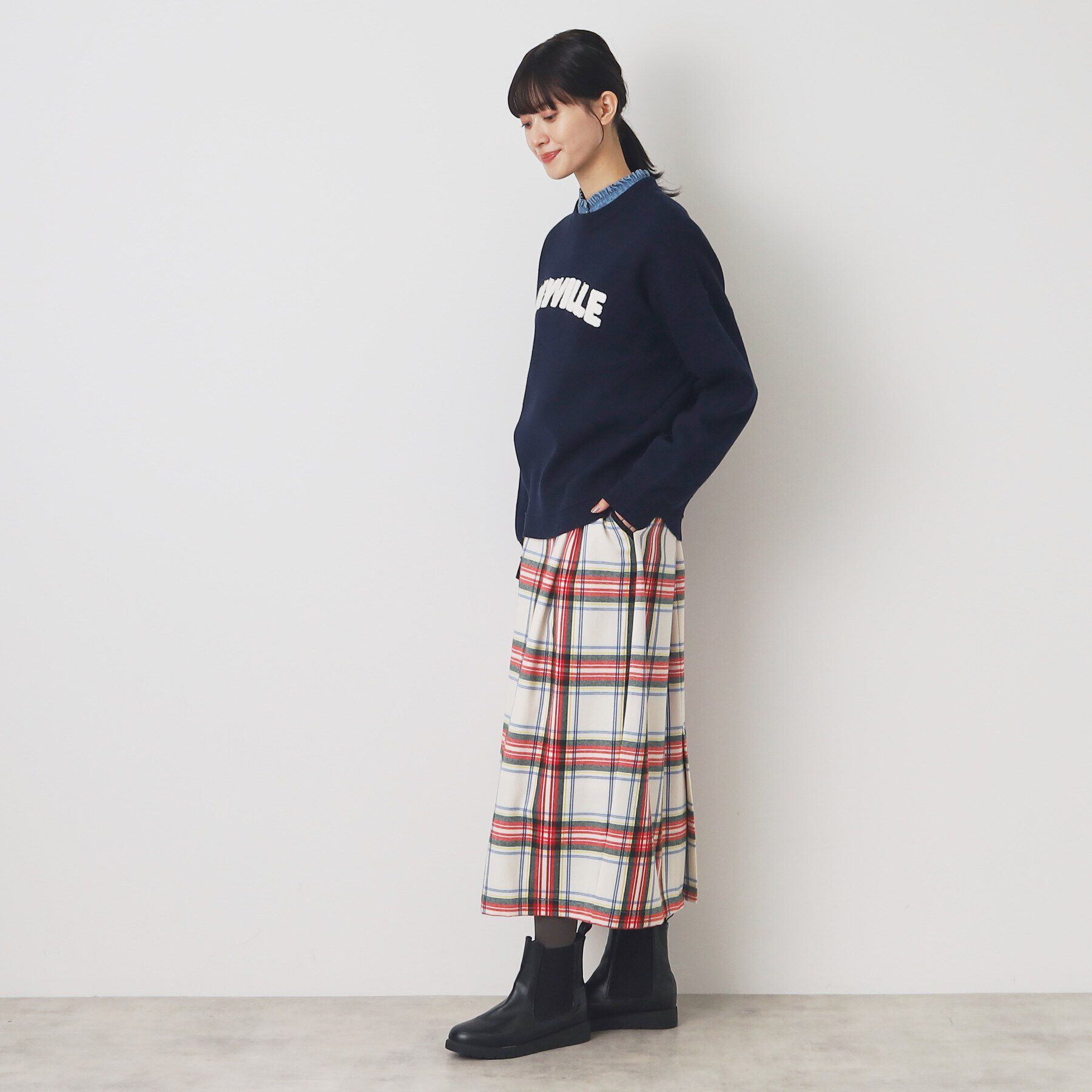 Dessin「【洗える】起毛チェックタックスカート（XS～L）」|スカート|