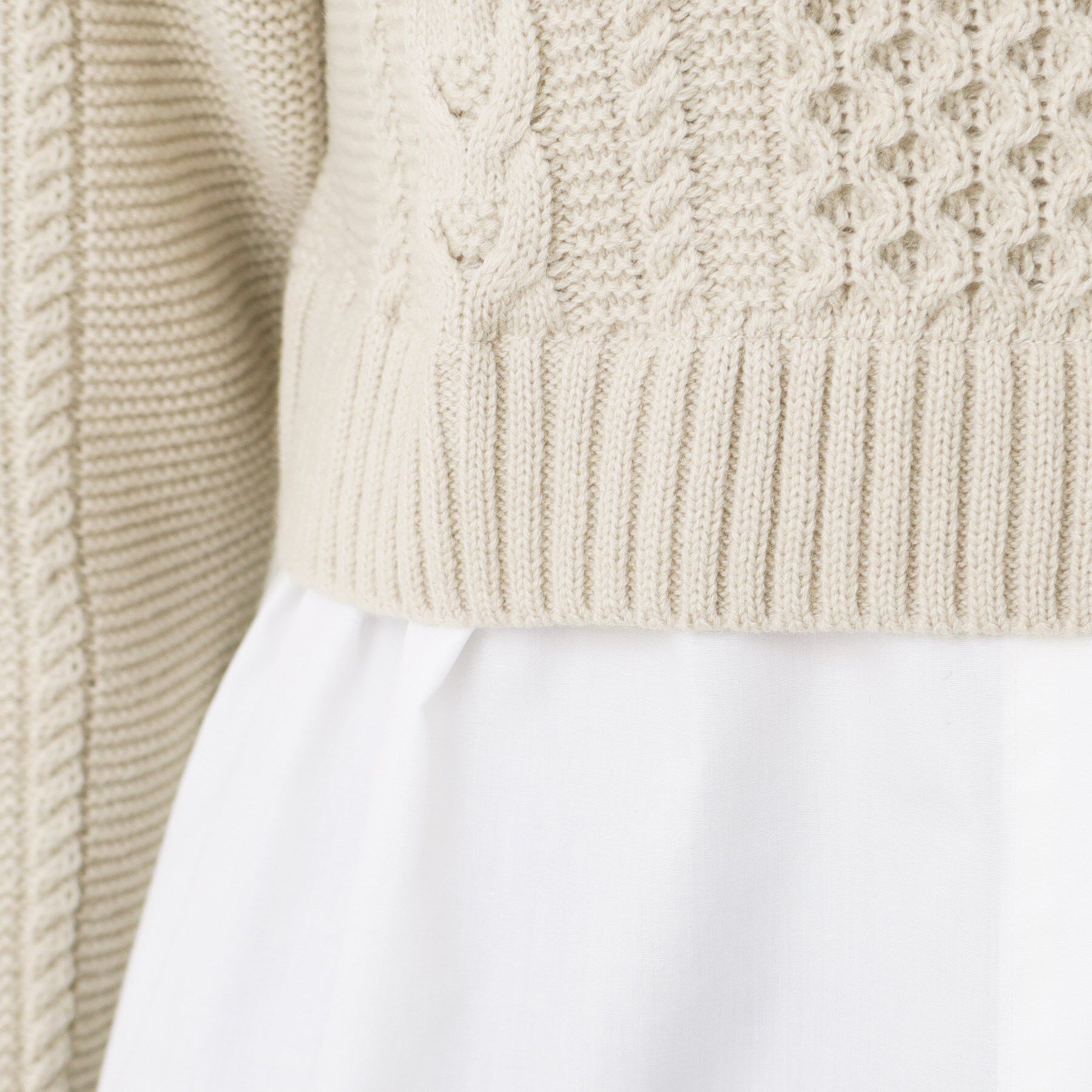 Dessin「【洗える】シャツ付きレイヤードケーブルニット」|ニット・セーター|