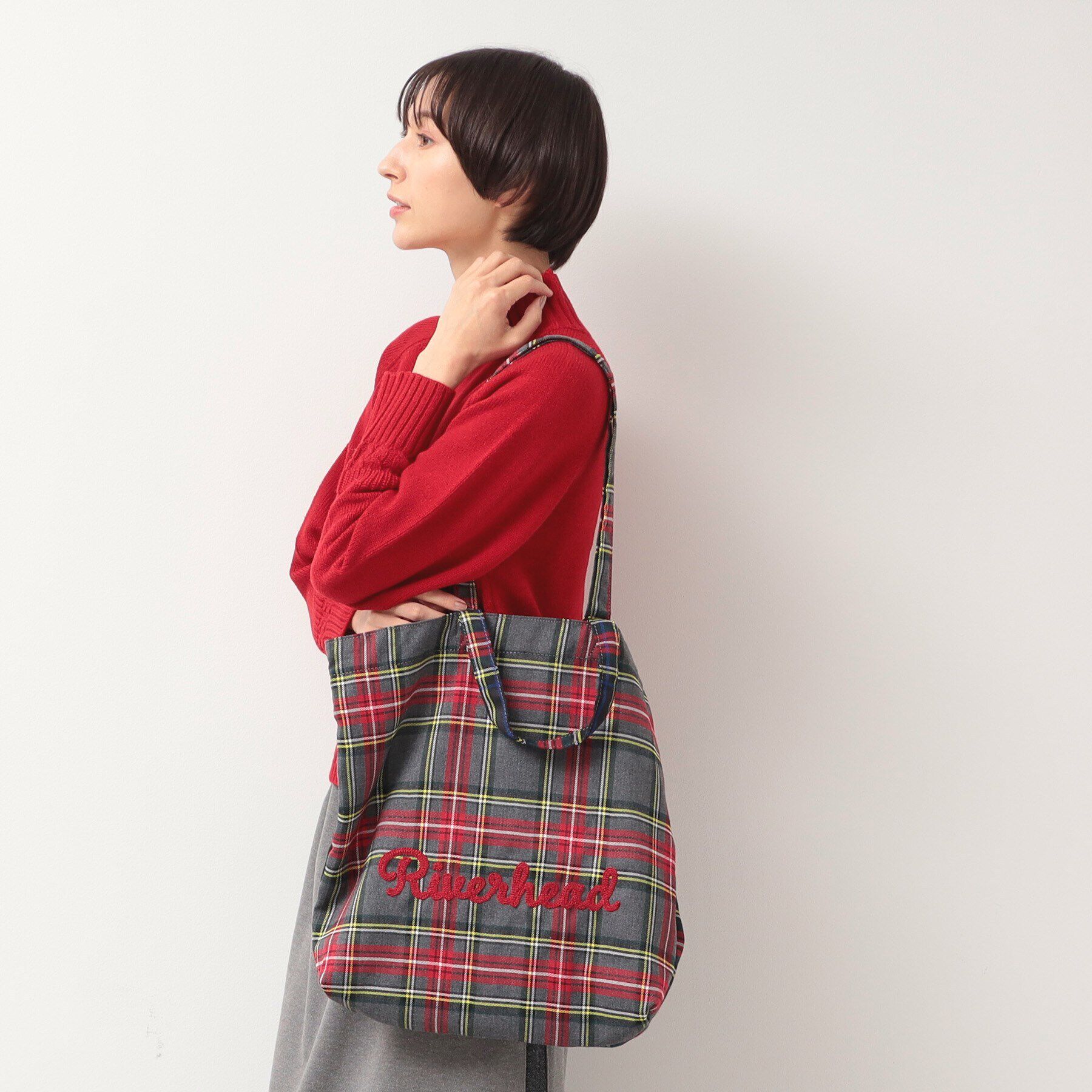 Dessin「【軽量・2WAY・A4サイズ可】刺繍チェックトート」|トートバッグ|