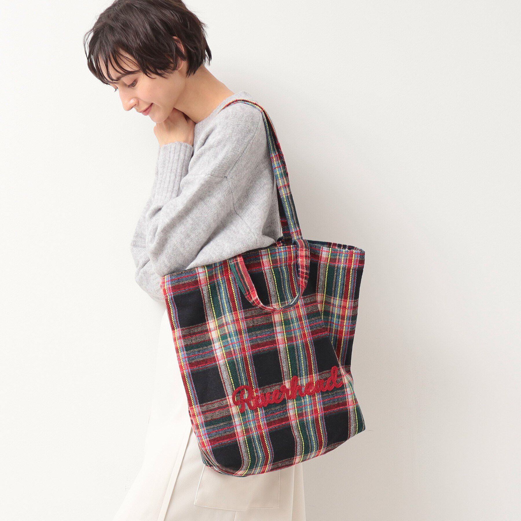 Dessin「【軽量・2WAY・A4サイズ可】刺繍チェックトート」|トートバッグ|